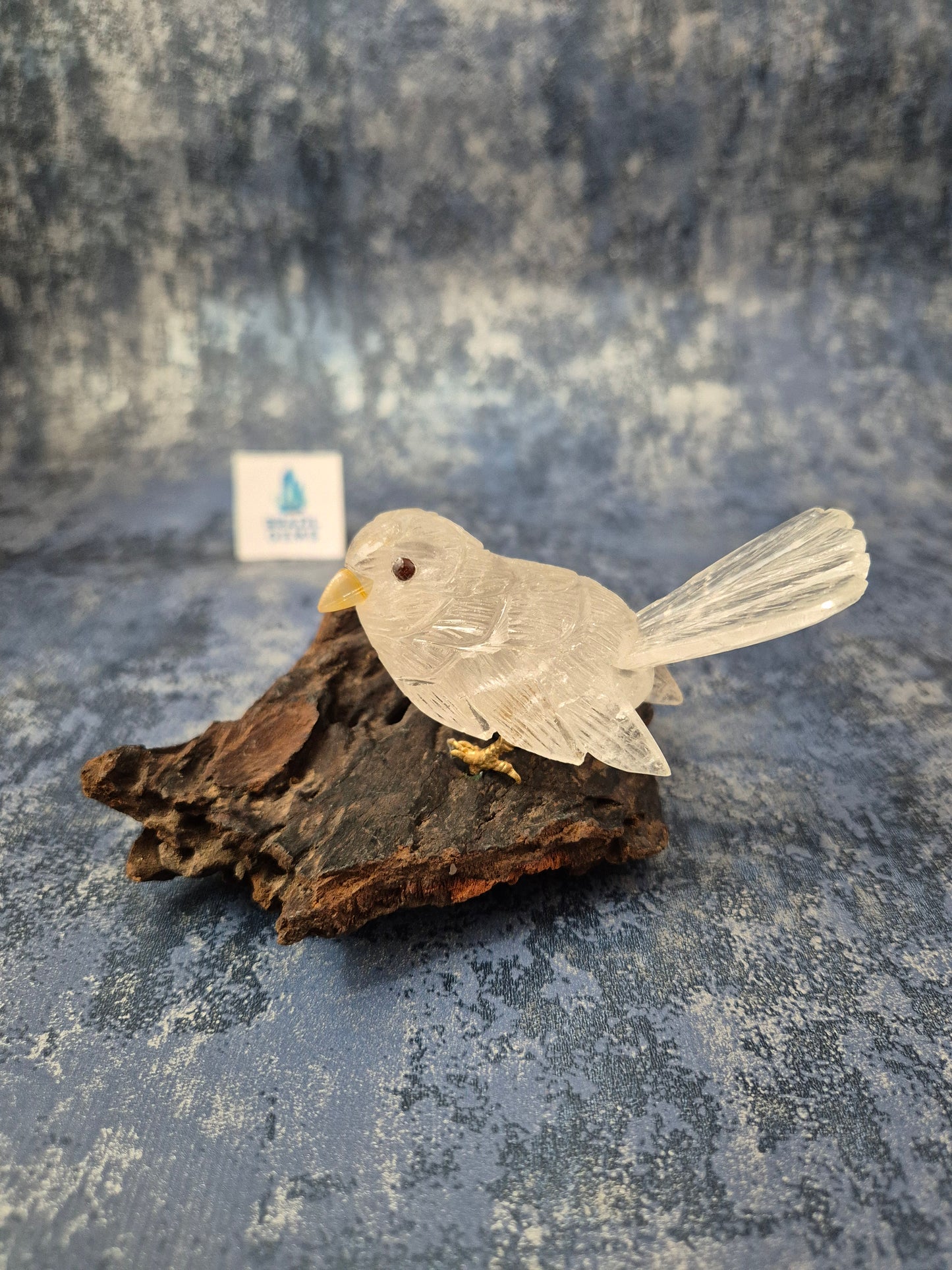 Clear Quartz Bird on Natural Driftwood Base No4