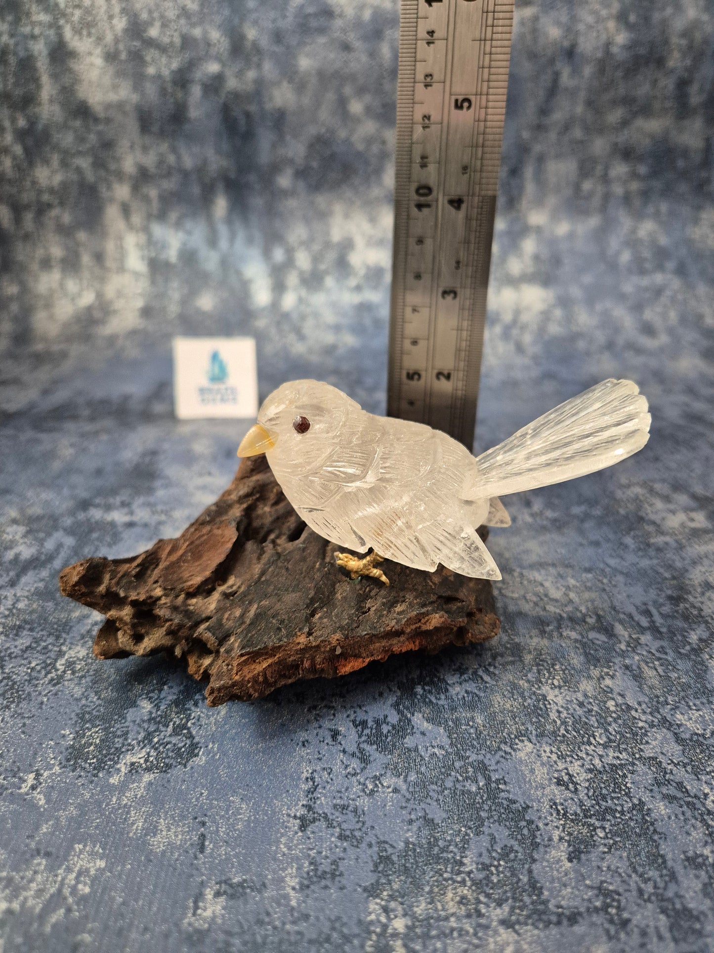 Clear Quartz Bird on Natural Driftwood Base No4