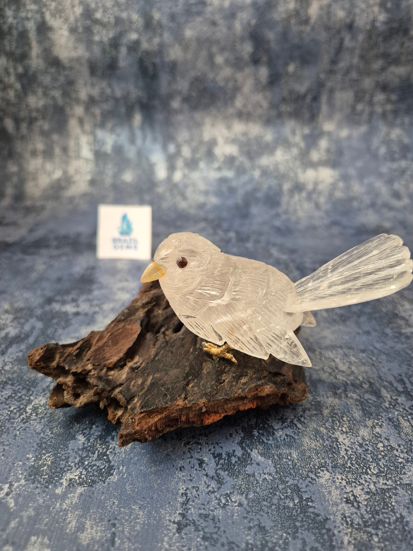 Clear Quartz Bird on Natural Driftwood Base No4