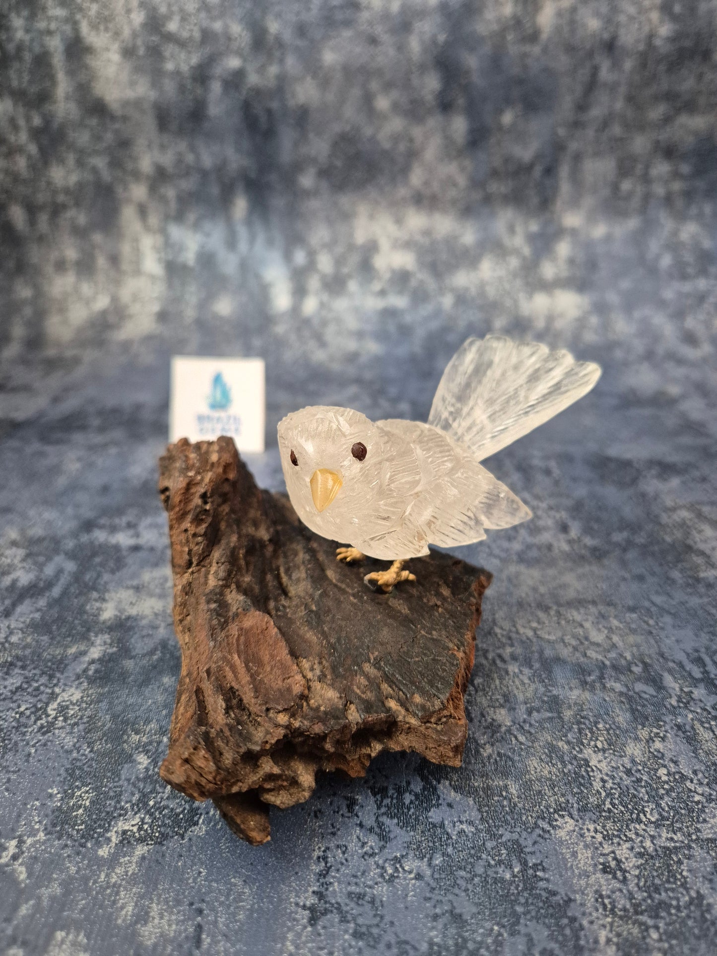 Clear Quartz Bird on Natural Driftwood Base No4