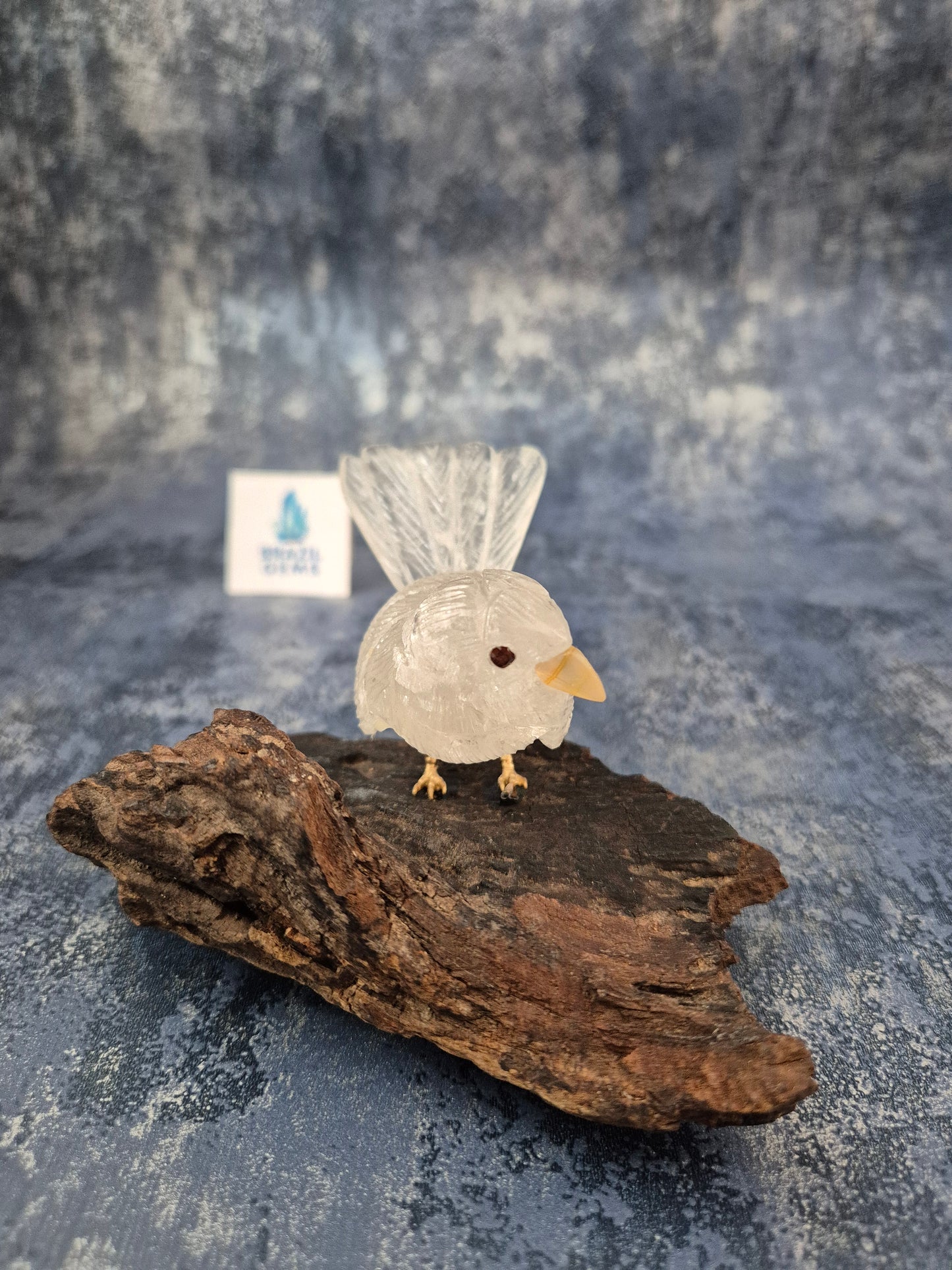 Clear Quartz Bird on Natural Driftwood Base No4
