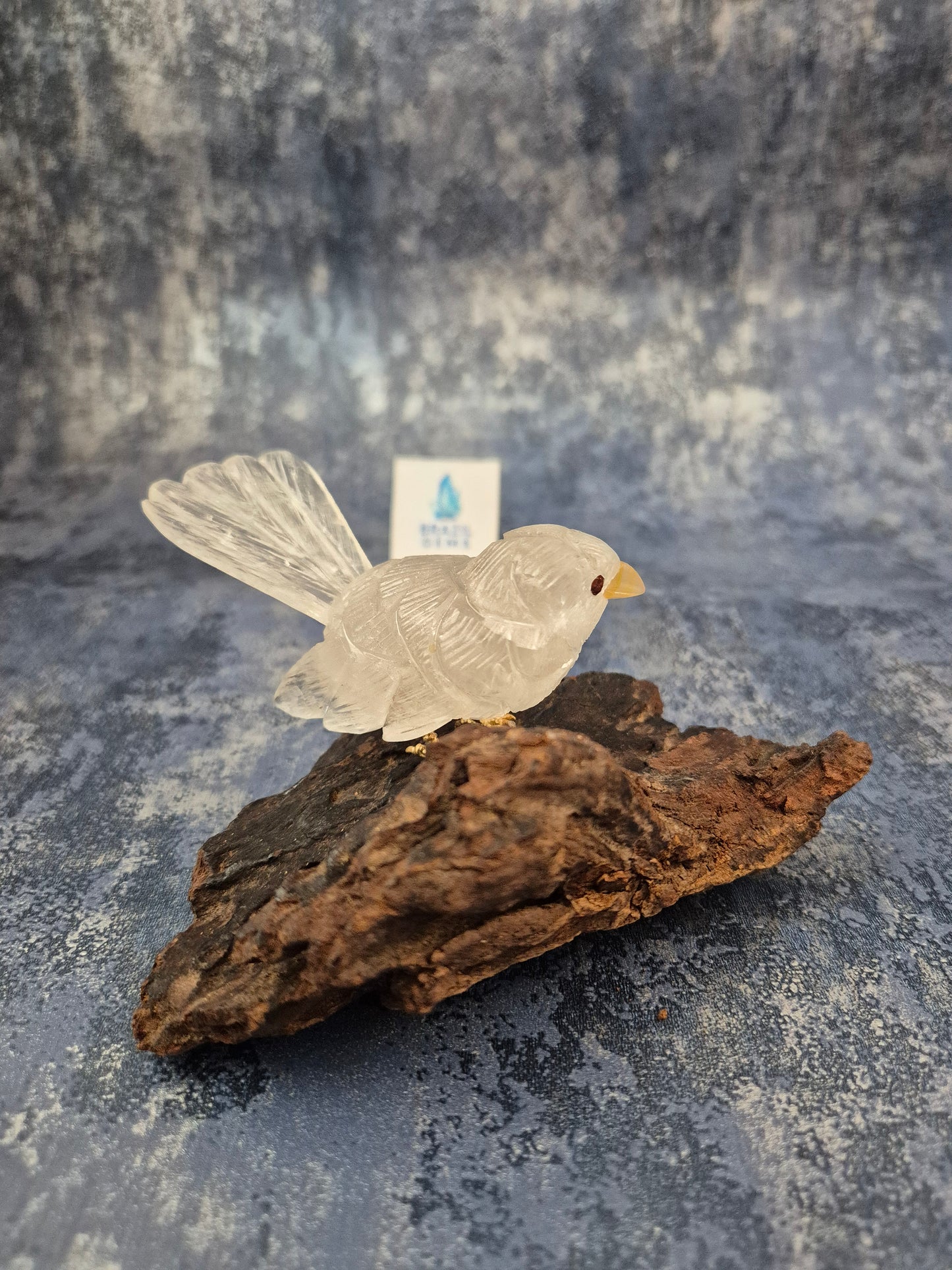 Clear Quartz Bird on Natural Driftwood Base No4