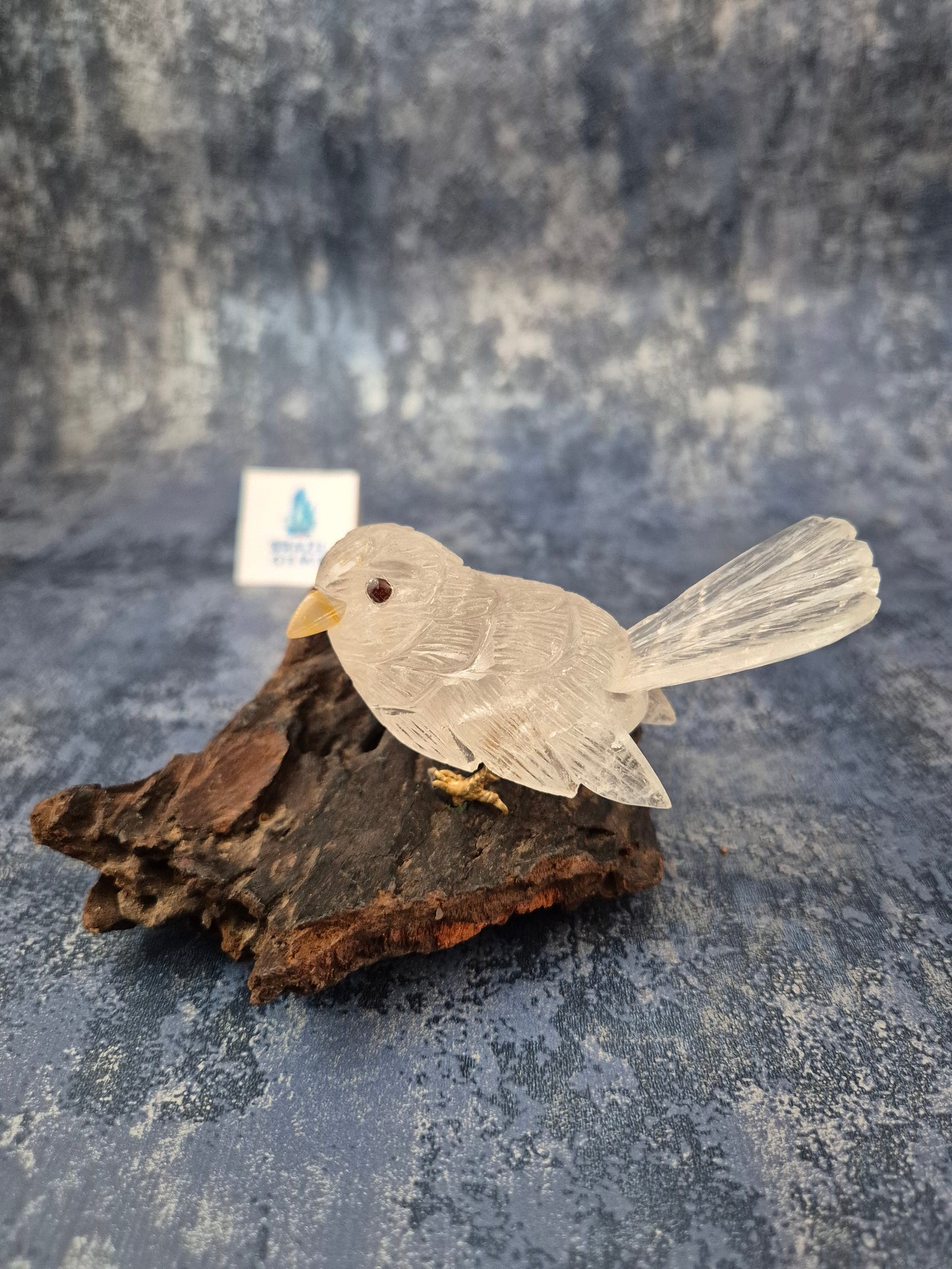 Clear Quartz Bird on Natural Driftwood Base No4