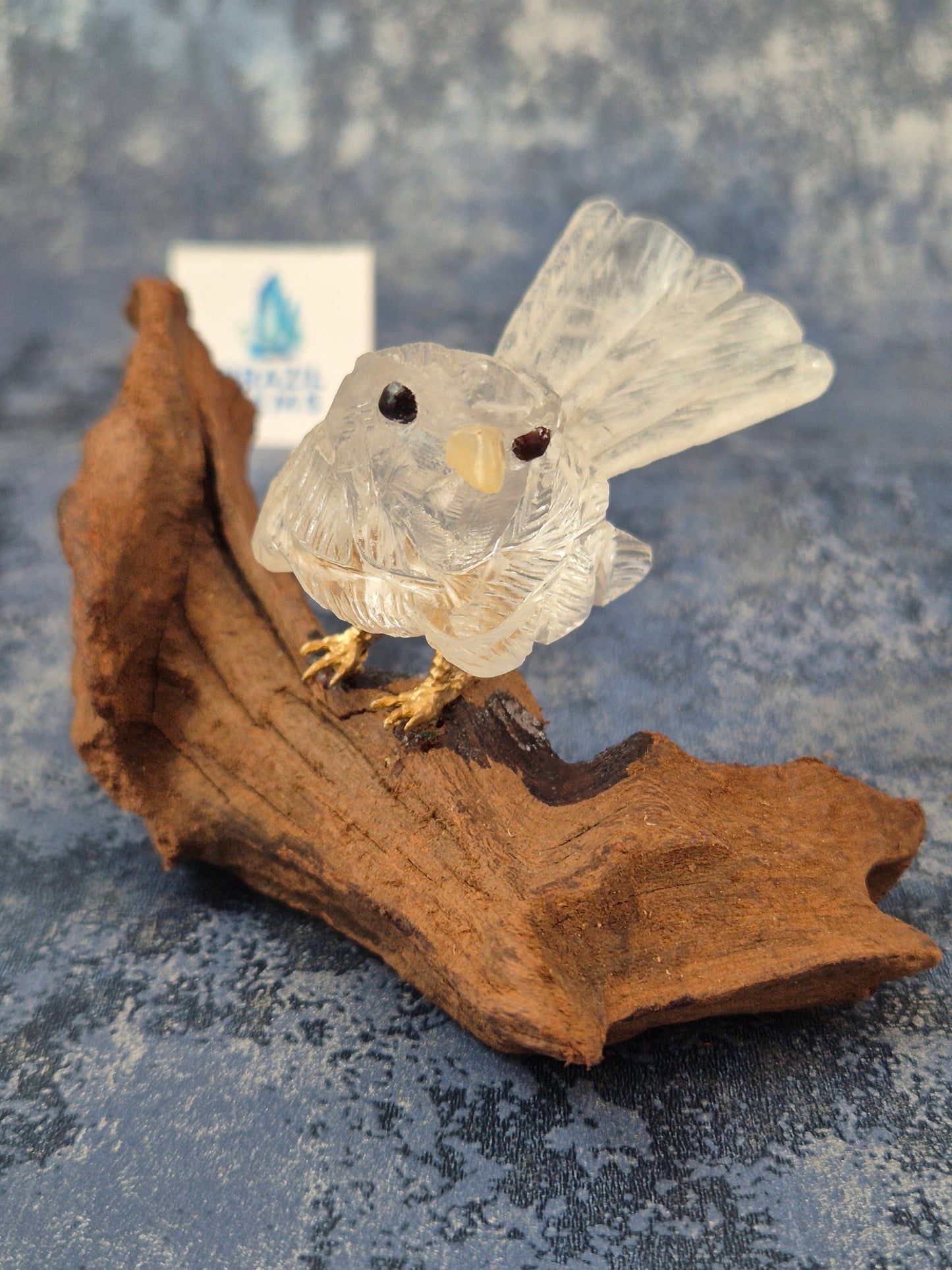 Clear Quartz Bird on Natural Driftwood Base No5