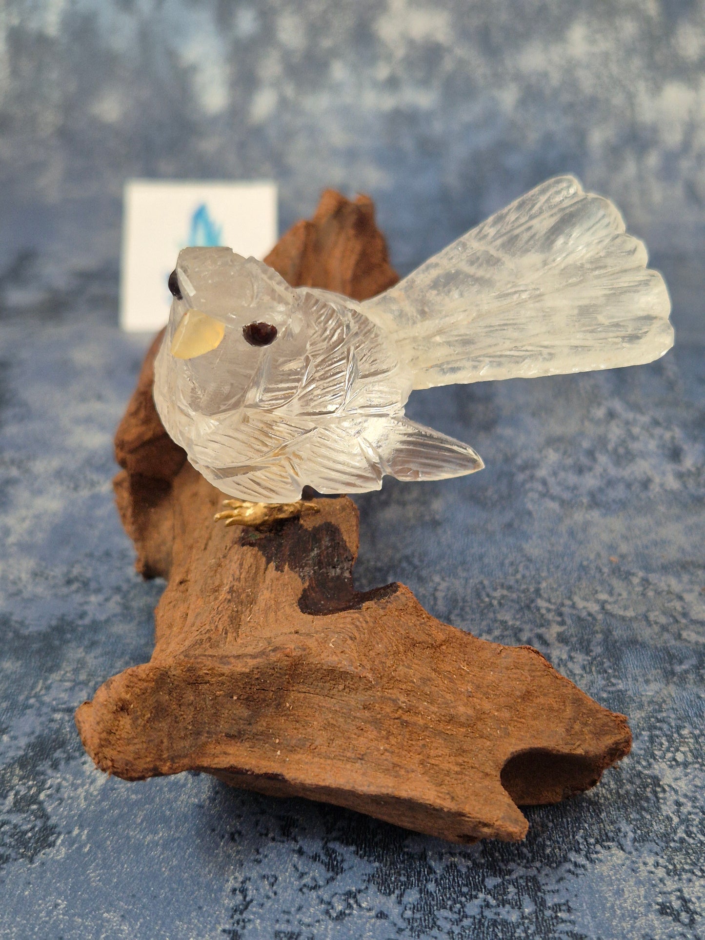 Clear Quartz Bird on Natural Driftwood Base No5