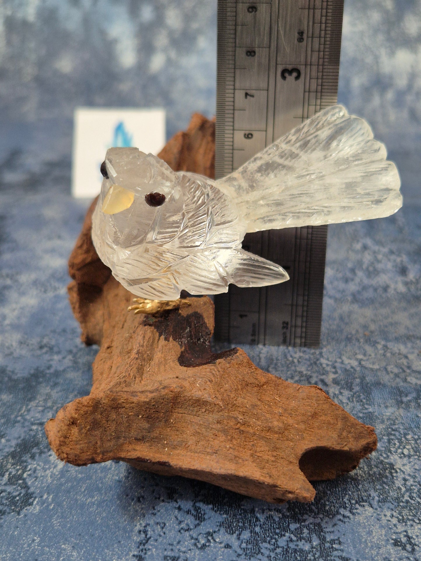 Clear Quartz Bird on Natural Driftwood Base No5
