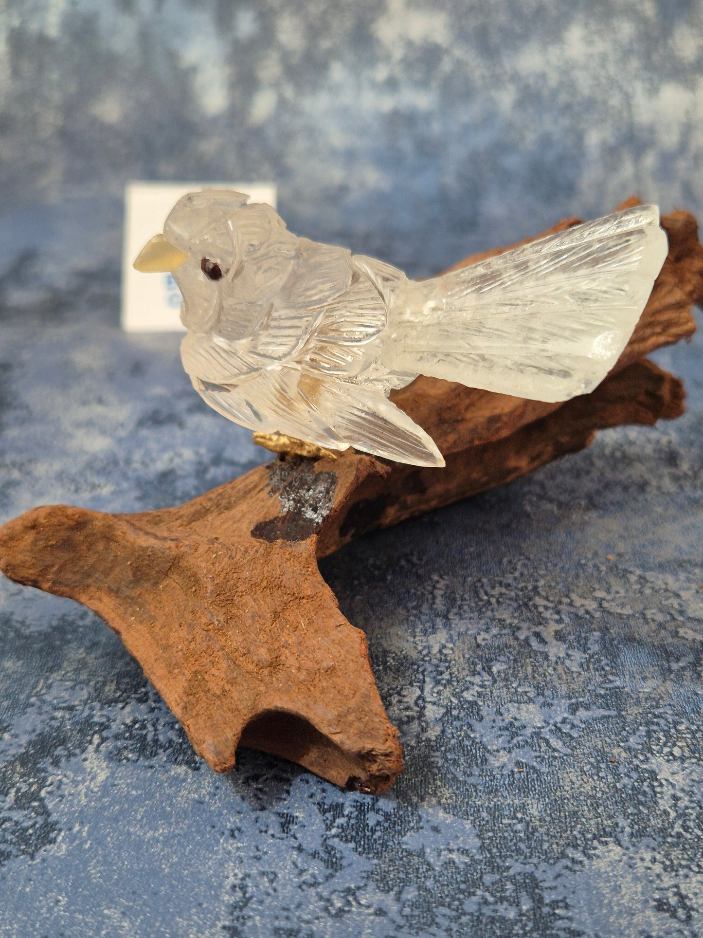 Clear Quartz Bird on Natural Driftwood Base No5
