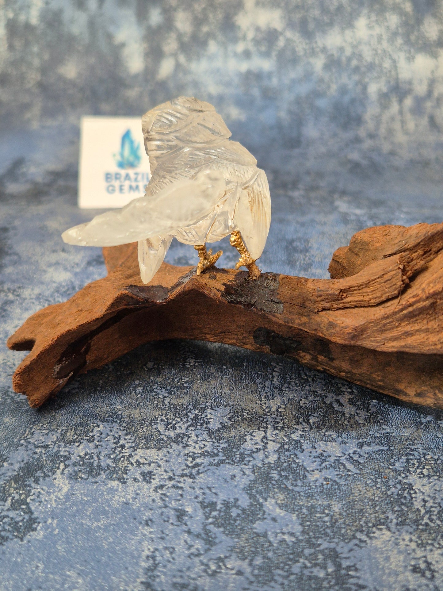 Clear Quartz Bird on Natural Driftwood Base No5