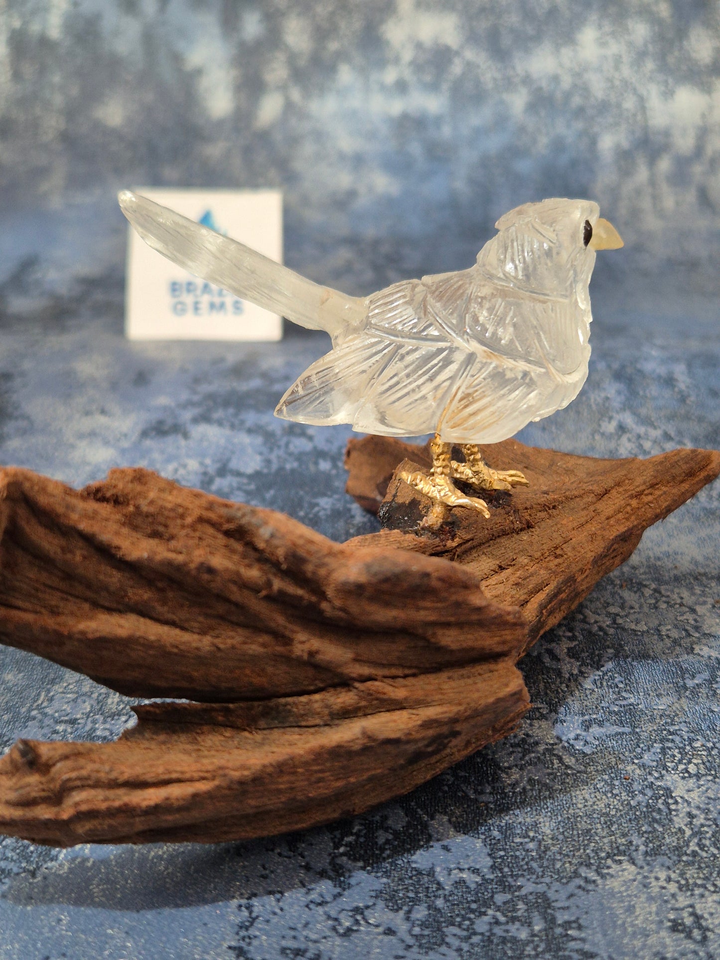 Clear Quartz Bird on Natural Driftwood Base No5