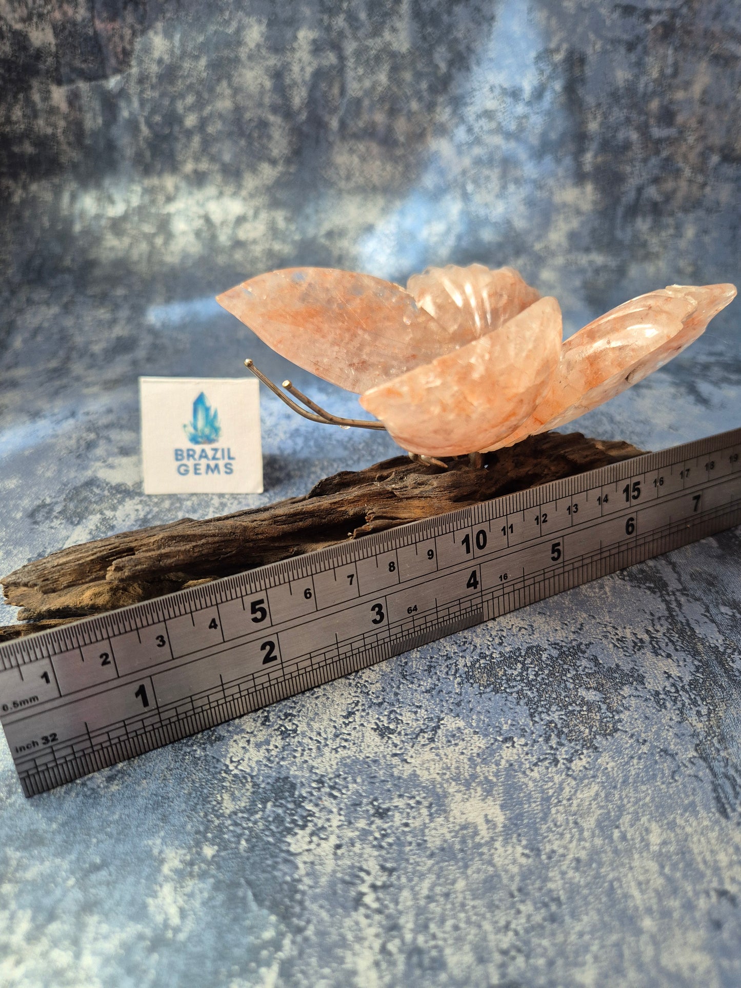Rose Quartz Butterfly on Natural Driftwood Base