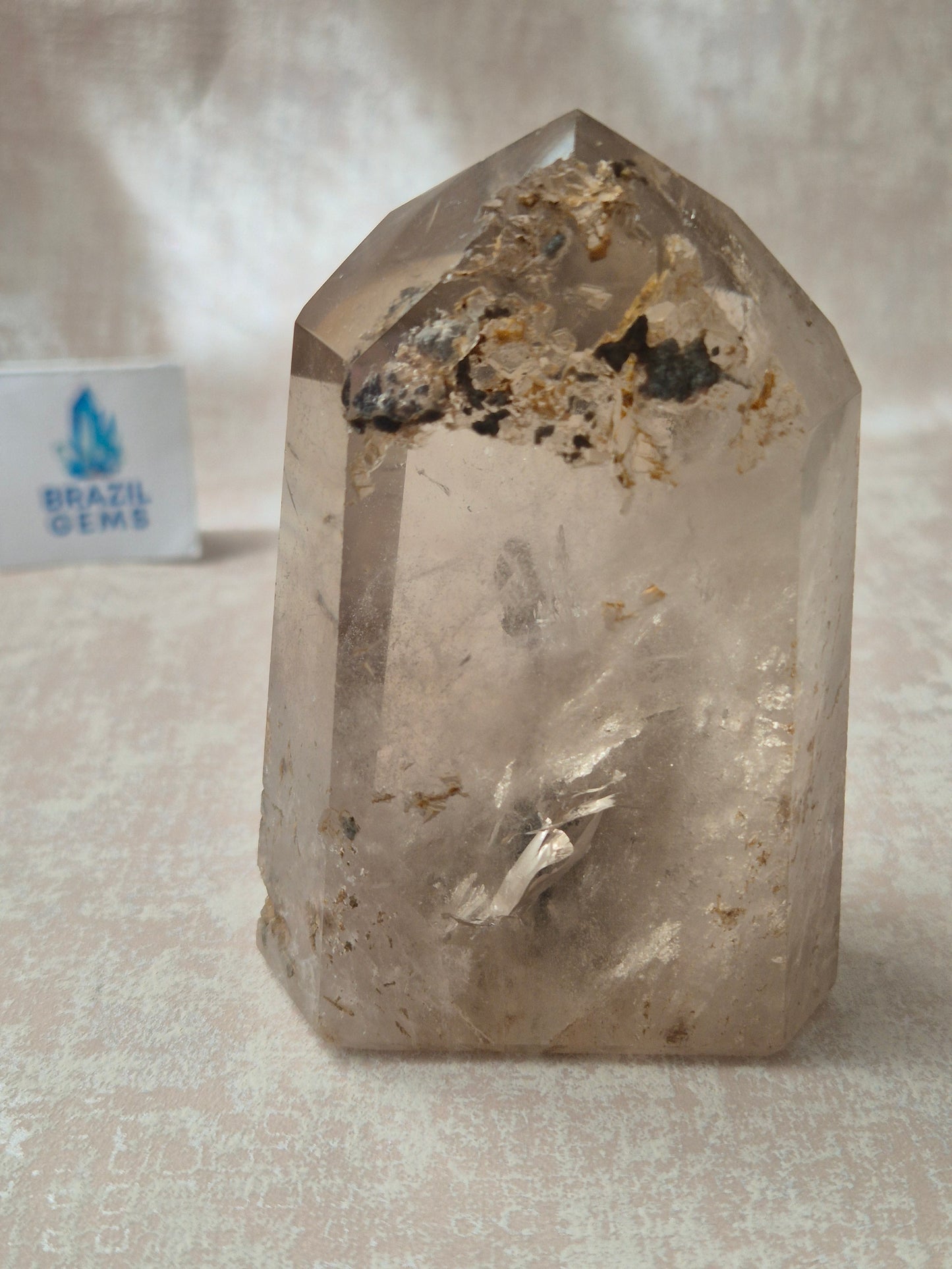 Smoky Quartz with Lodolite Inclusions Point