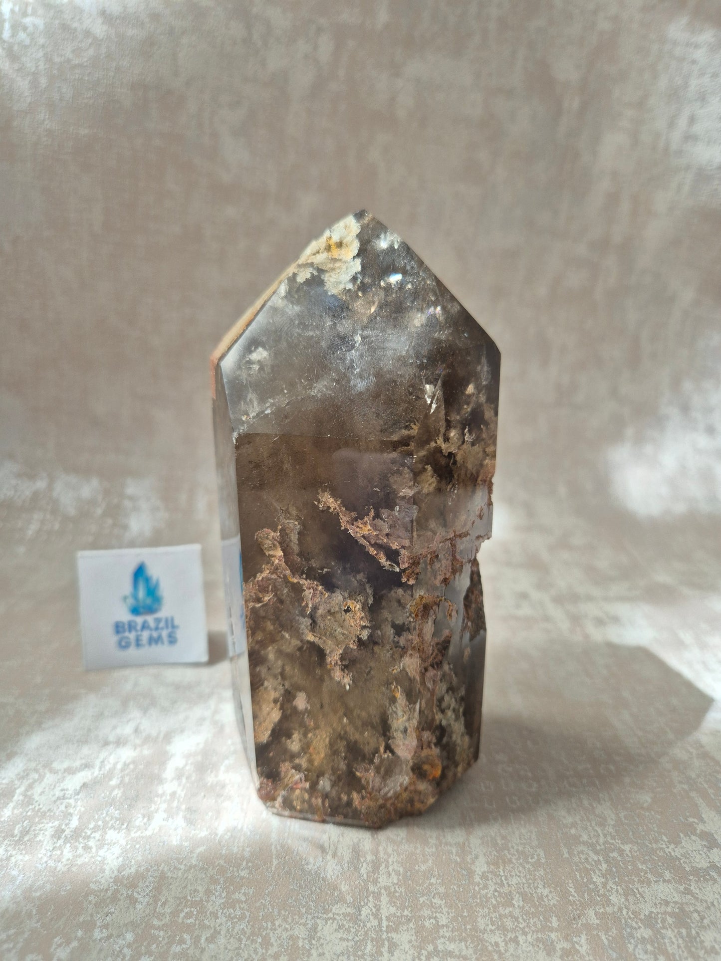 Smoky Quartz with Lodolite Inclusions Point