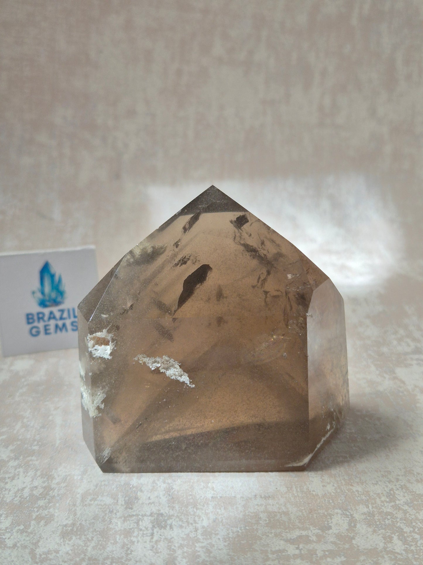 Smoky Phantom with Lodolite Inclusions Point