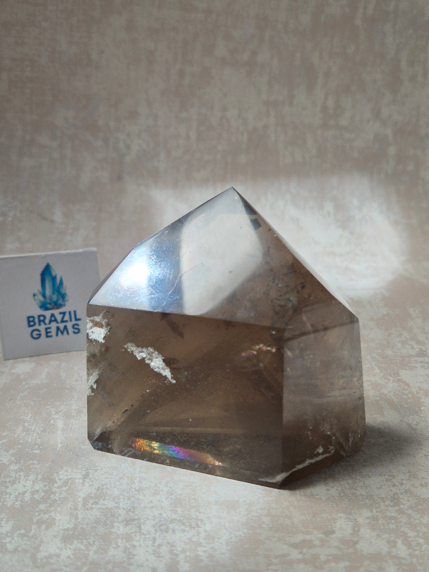 Smoky Phantom with Lodolite Inclusions Point