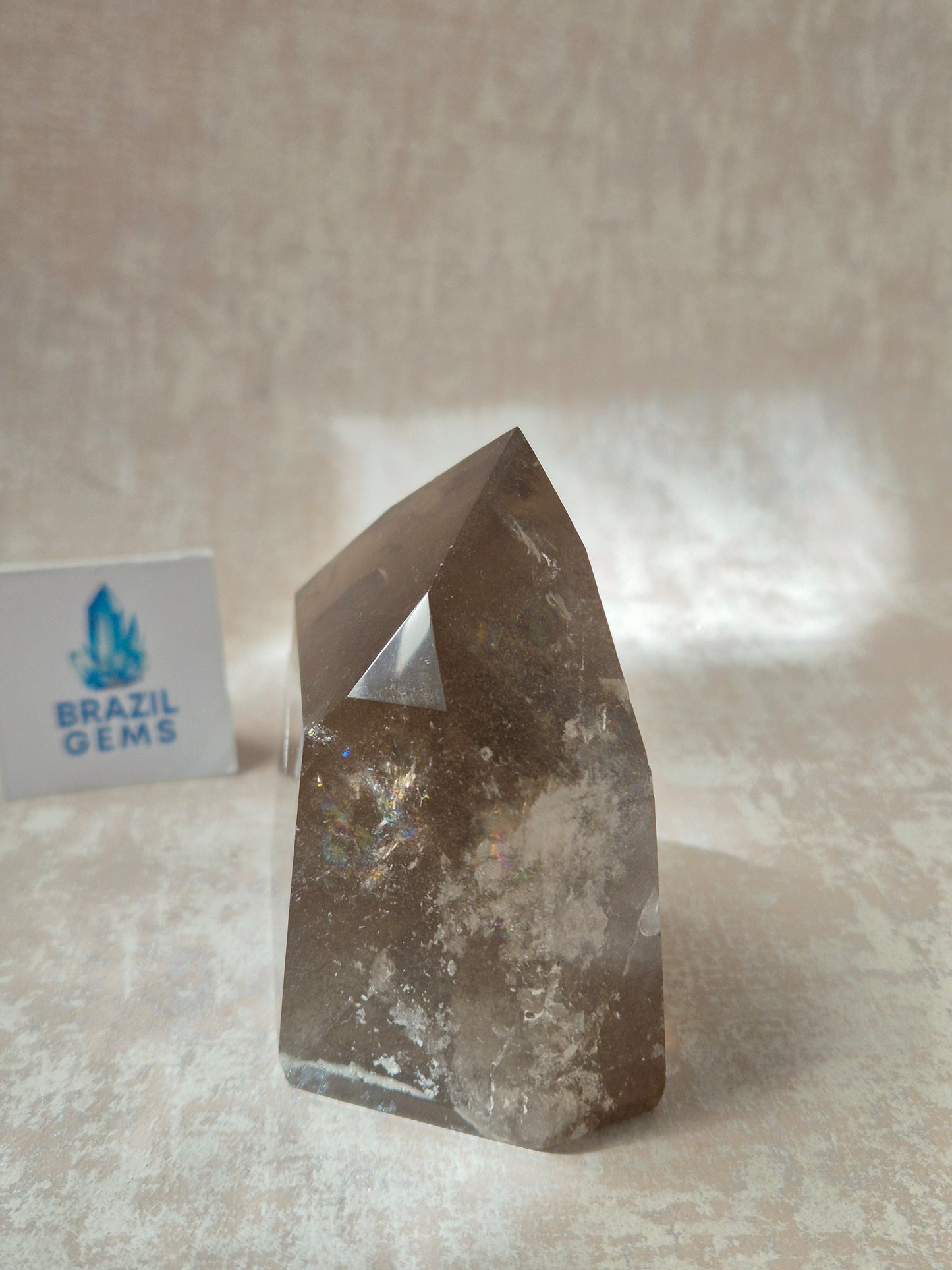 Smoky Phantom with Lodolite Inclusions Point