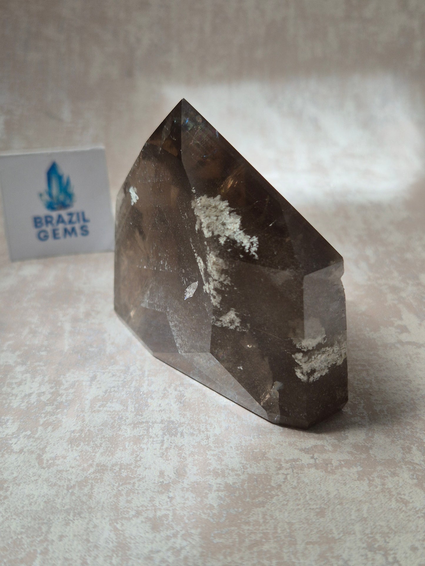 Smoky Phantom with Lodolite Inclusions Point