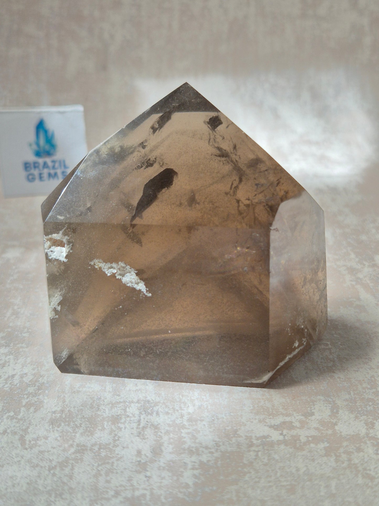 Smoky Phantom with Lodolite Inclusions Point