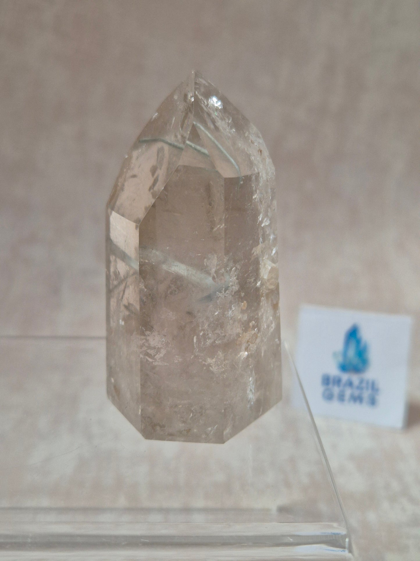 Smoky Quartz with Grafite Rutile Inclusions Point