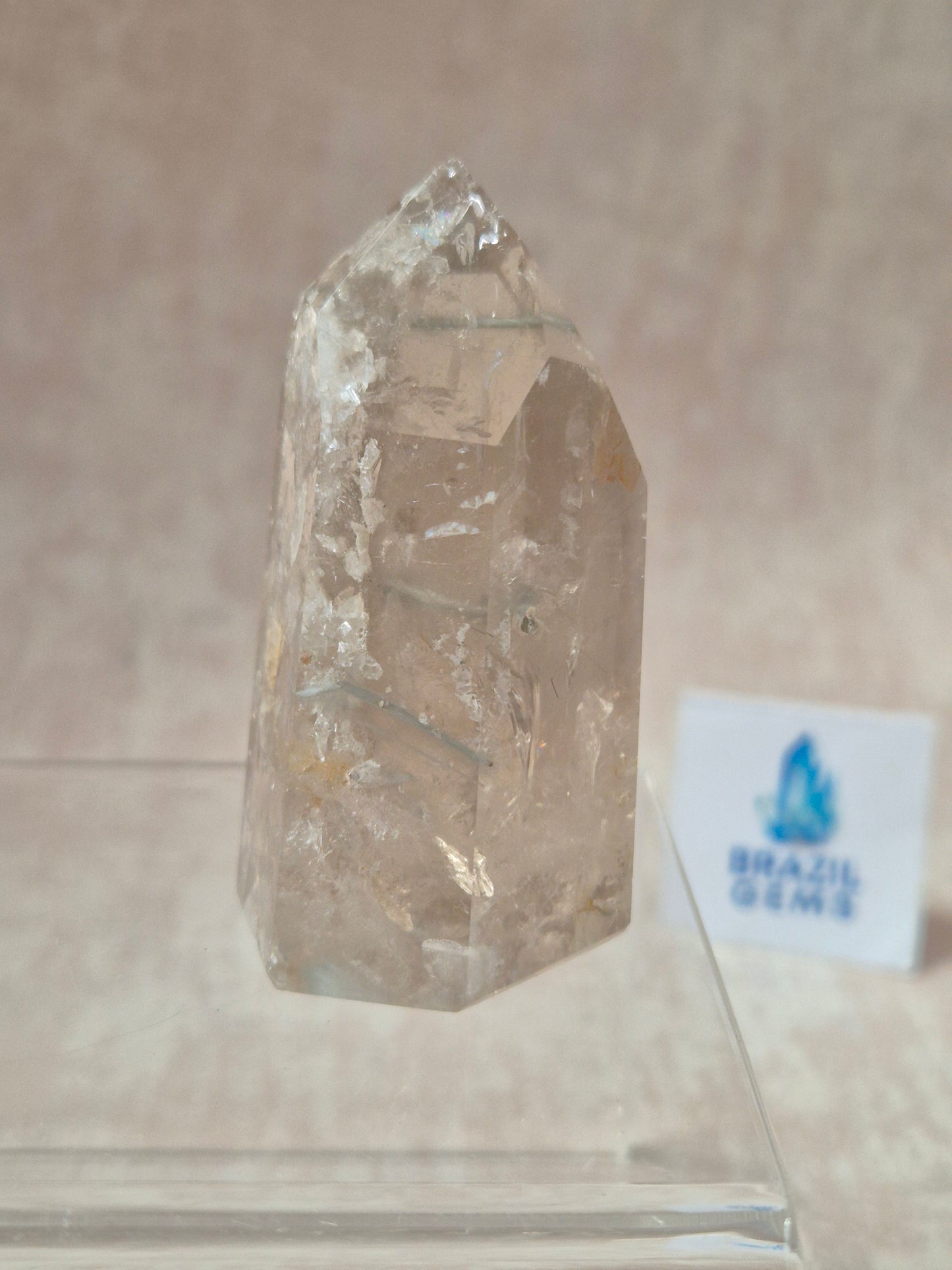 Smoky Quartz with Grafite Rutile Inclusions Point