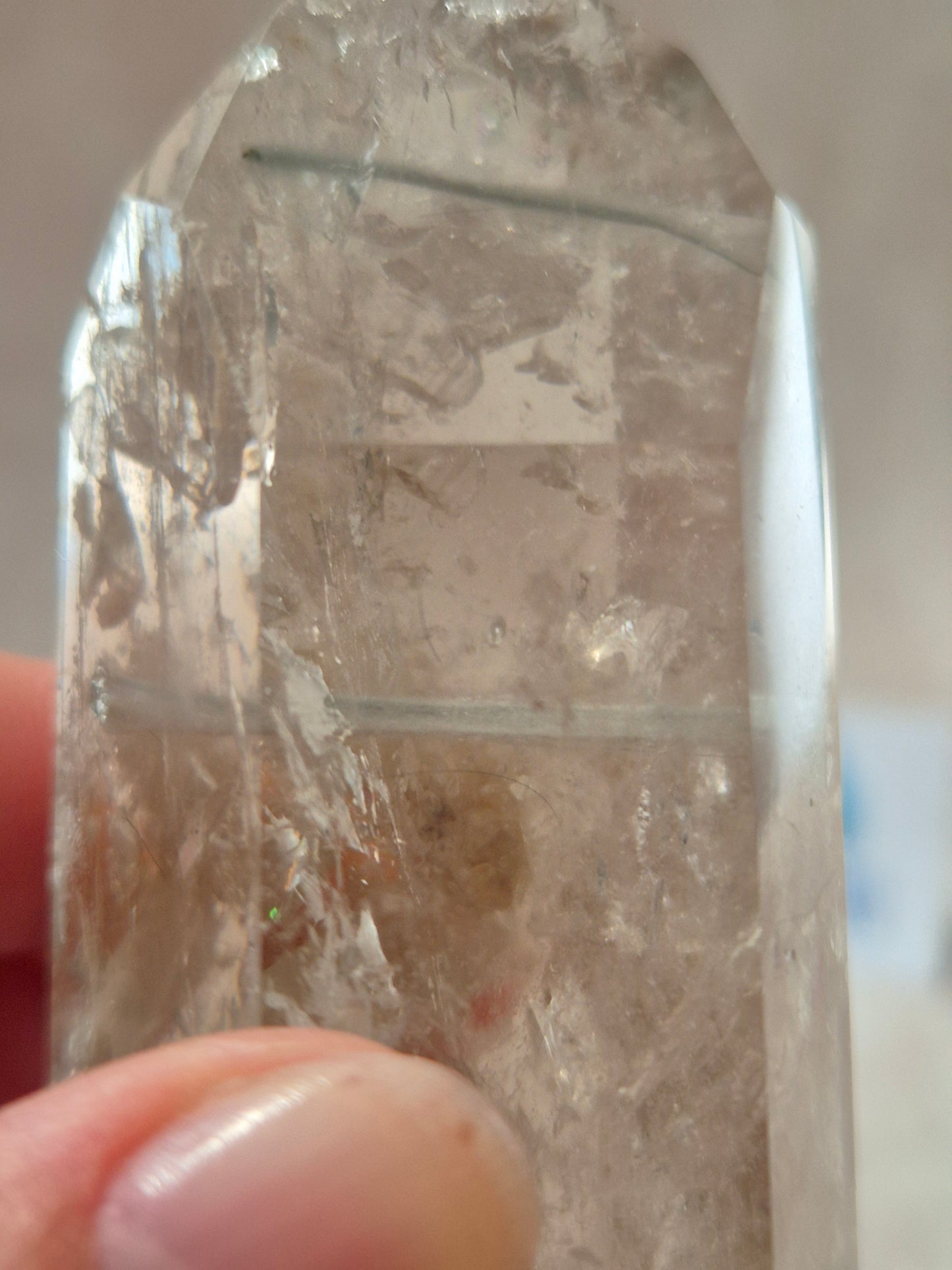 Smoky Quartz with Grafite Rutile Inclusions Point