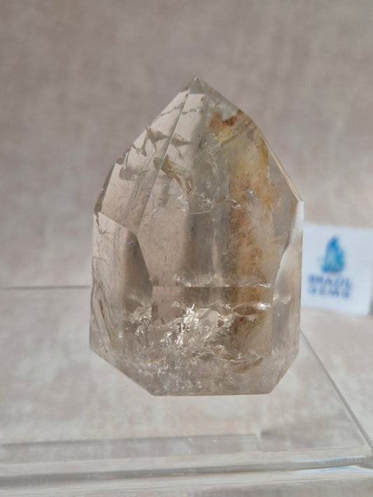 Smoky Quartz with Lodolite Inclusions and Oxidation Point