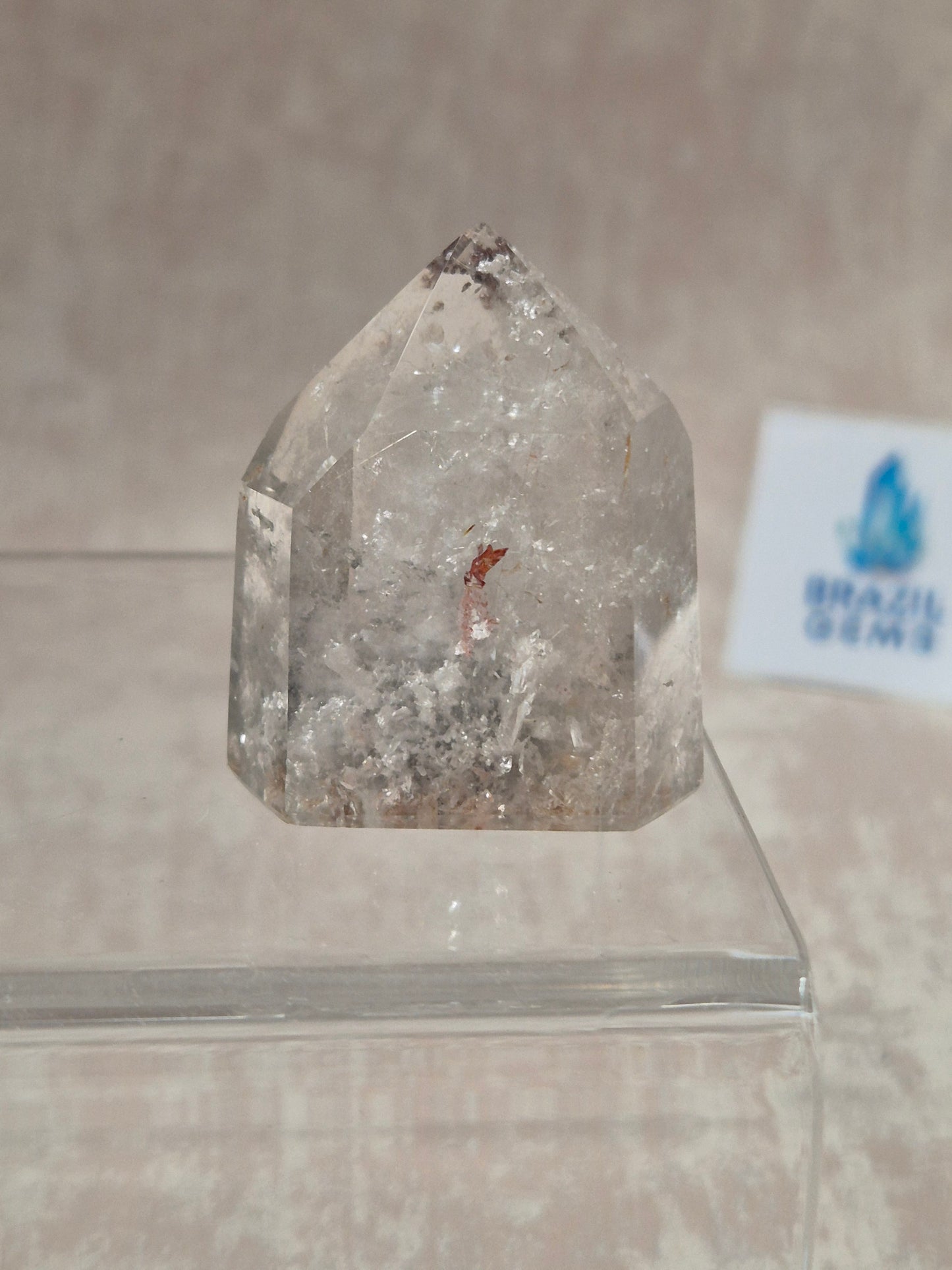 Clear Quartz Point with Lodolite Inclusions