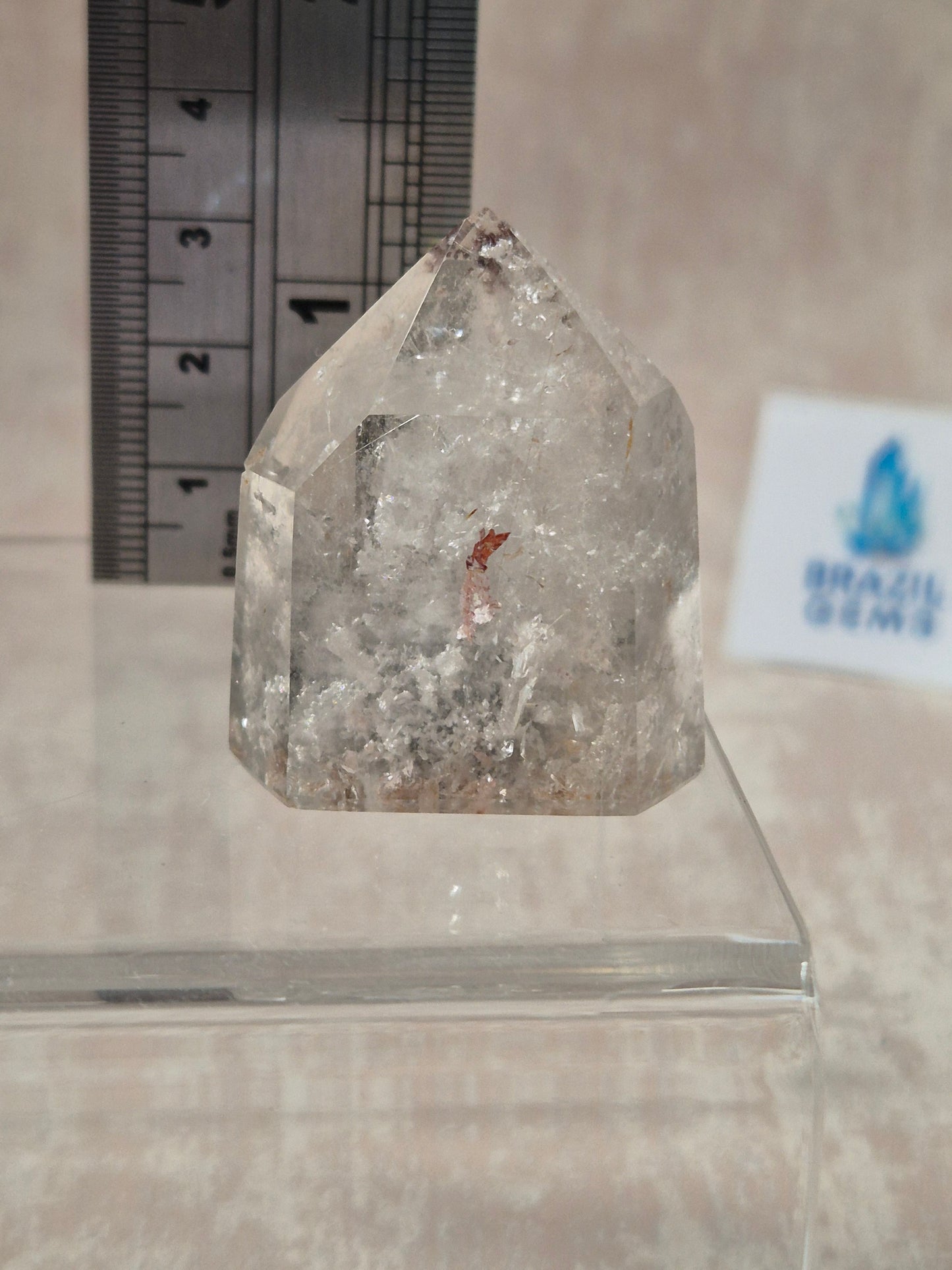 Clear Quartz Point with Lodolite Inclusions