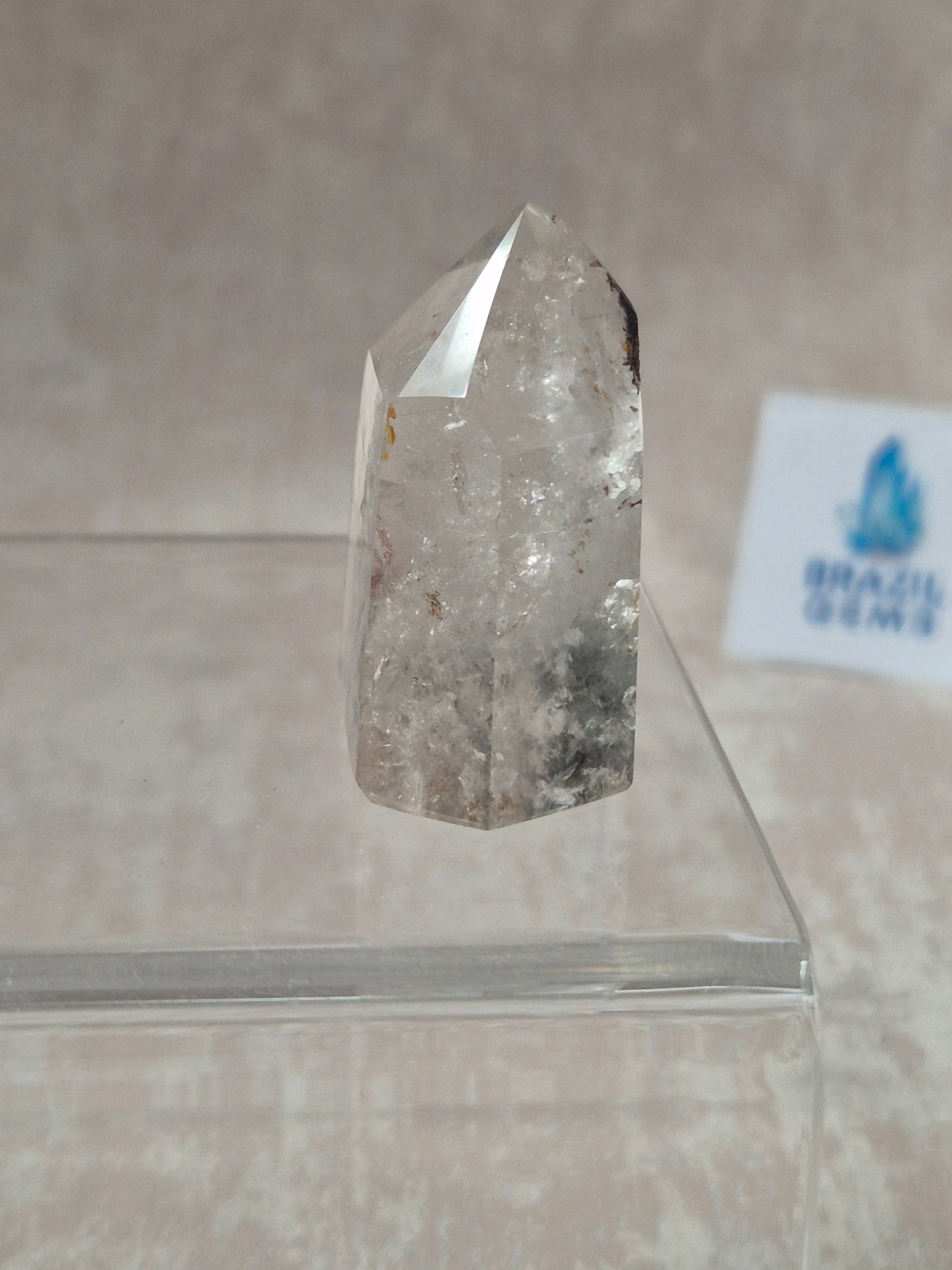 Clear Quartz Point with Lodolite Inclusions