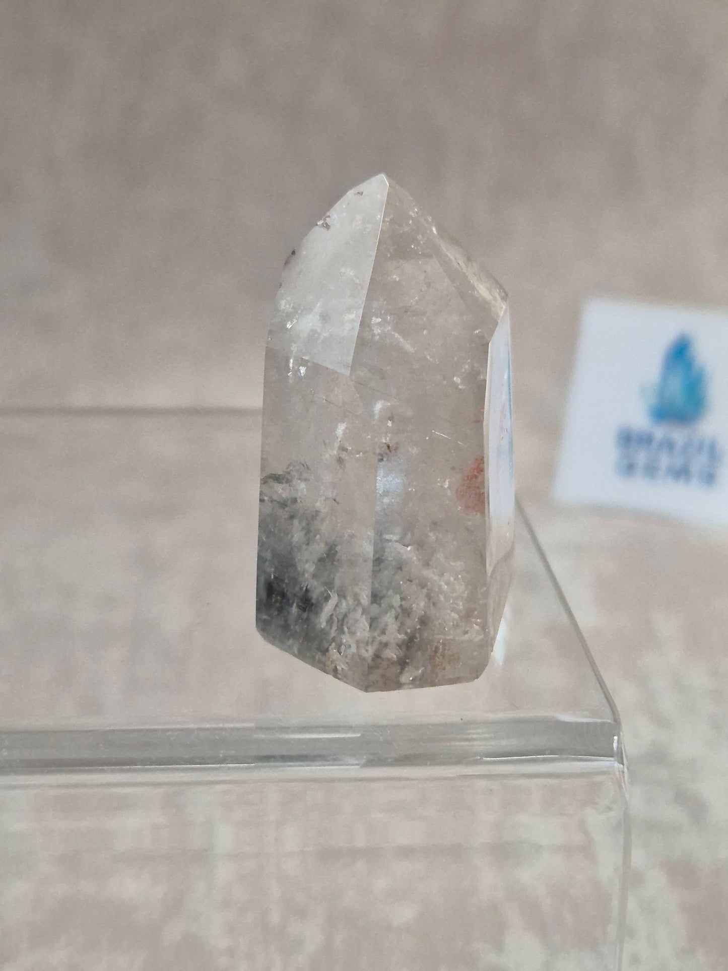 Clear Quartz Point with Lodolite Inclusions