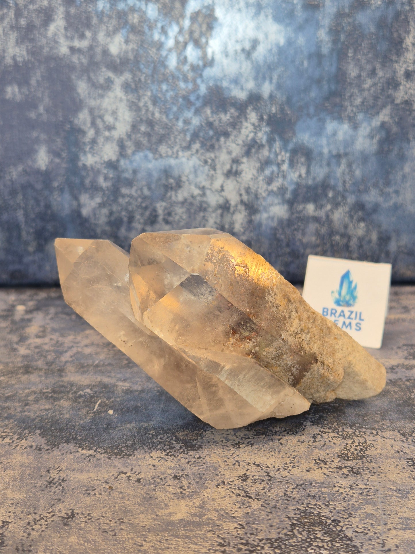 Natural Clear Quartz Twin Point with Lodolite Inclusions