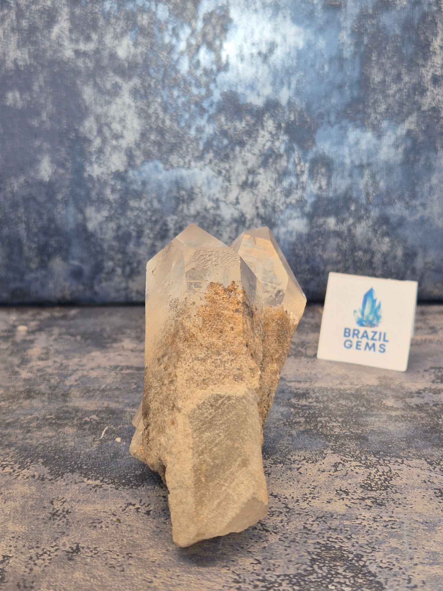Natural Clear Quartz Twin Point with Lodolite Inclusions