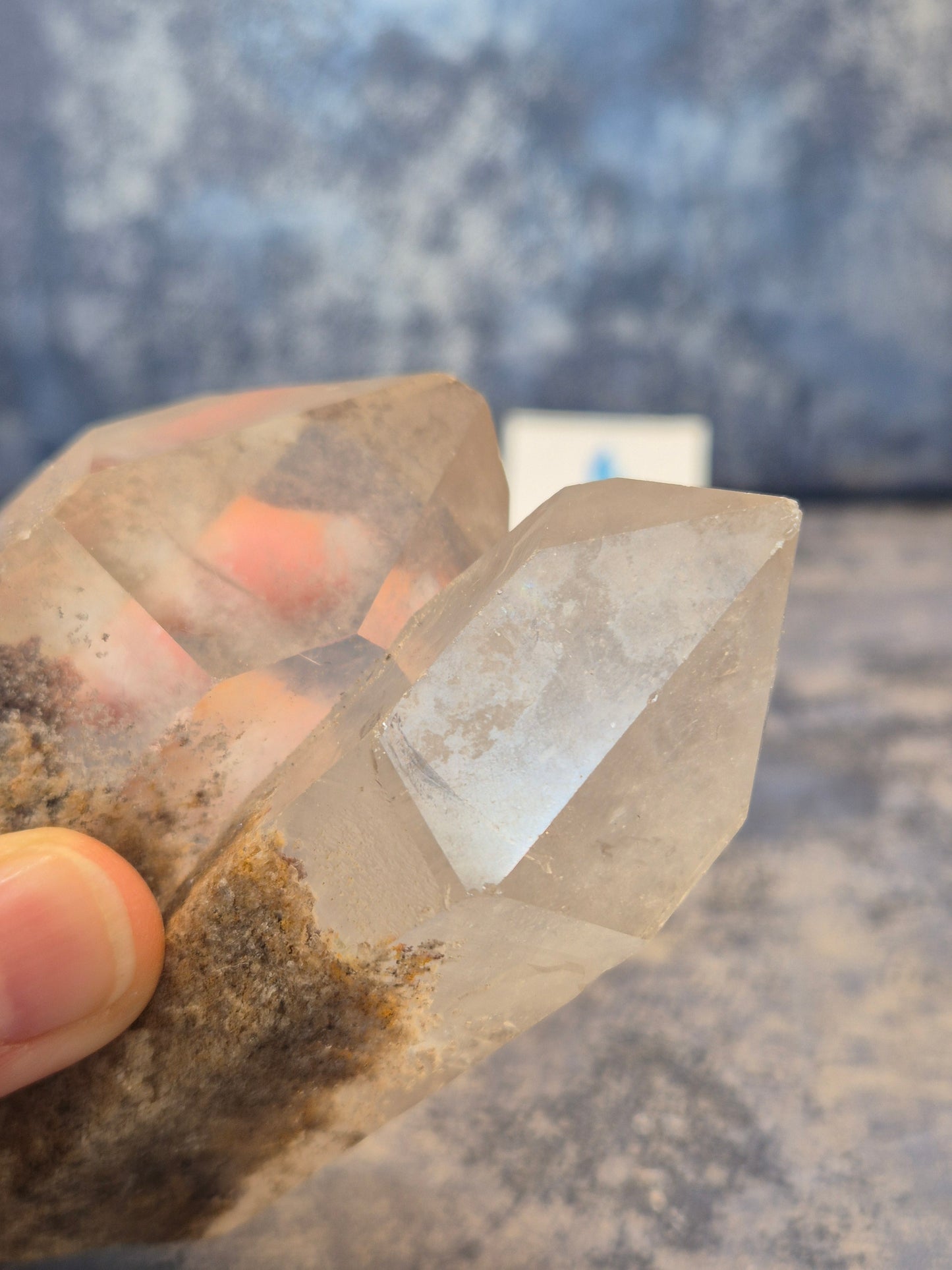 Natural Clear Quartz Twin Point with Lodolite Inclusions