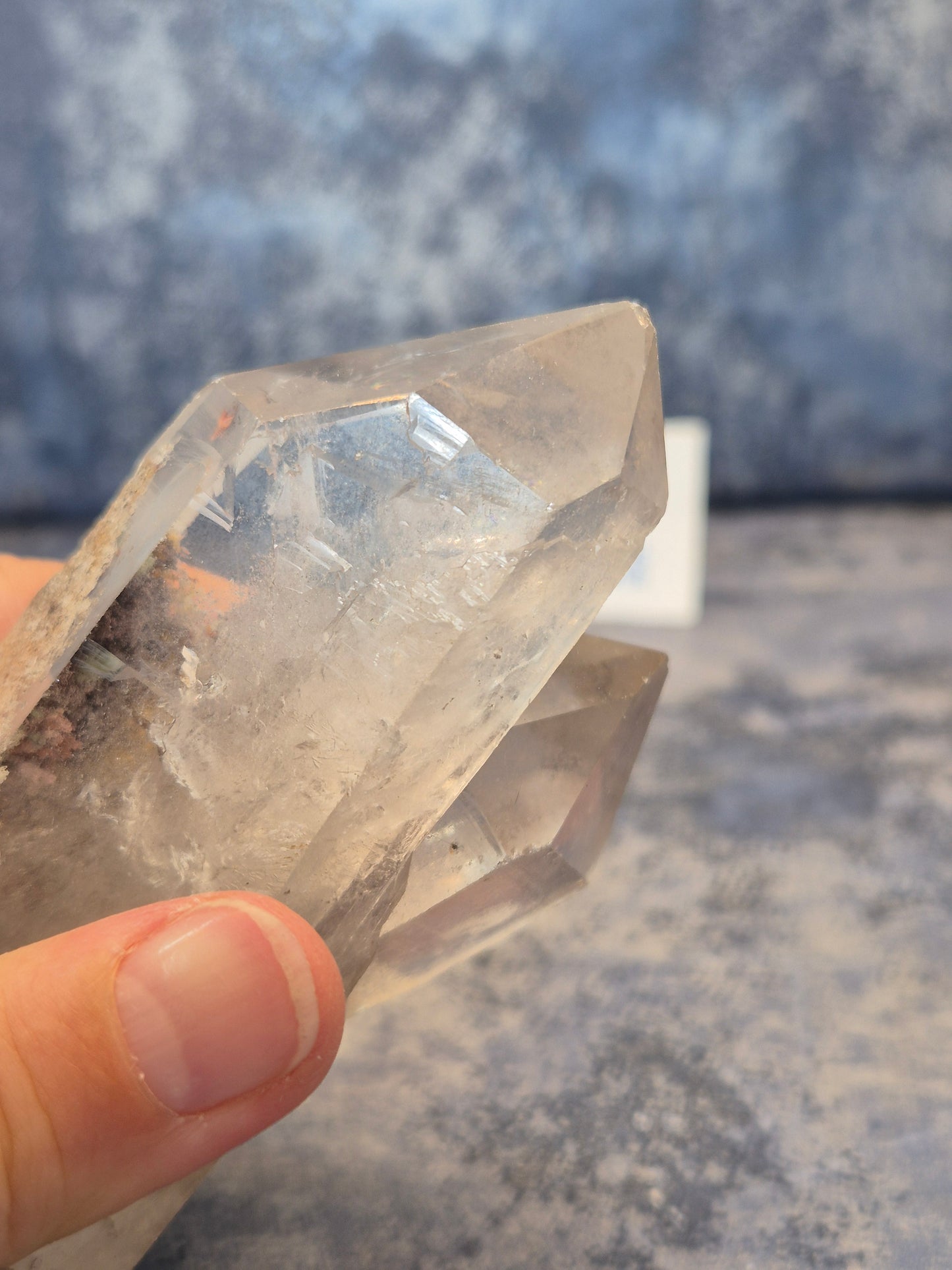 Natural Clear Quartz Twin Point with Lodolite Inclusions
