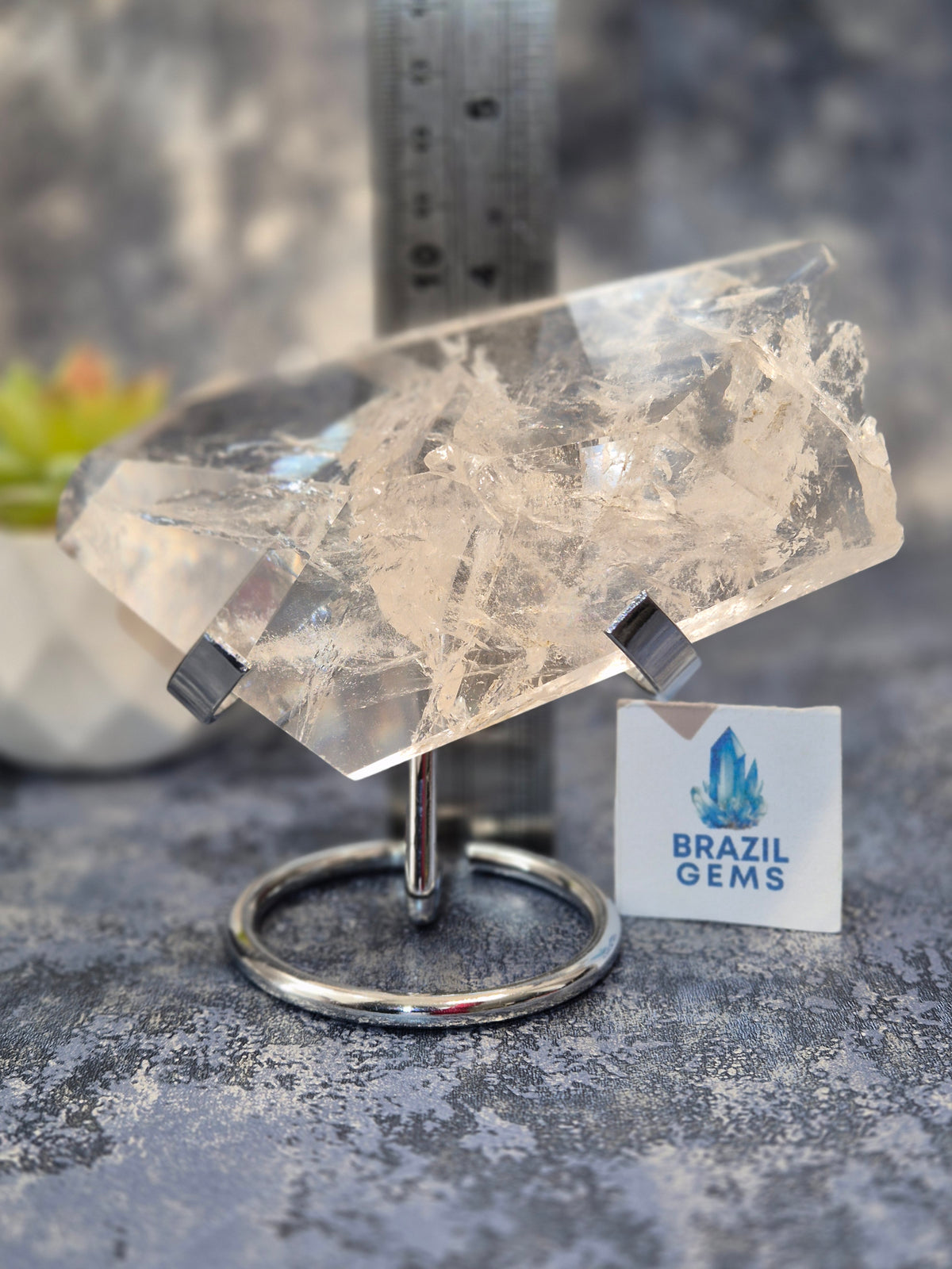 Freeform Lemurian Quartz on stand