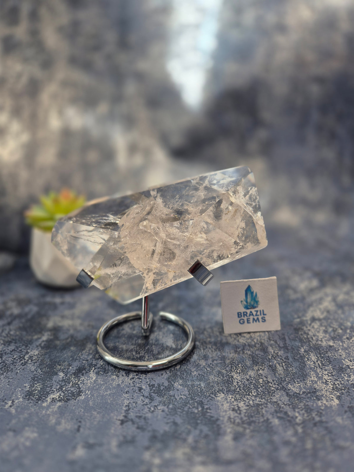Freeform Lemurian Quartz on stand