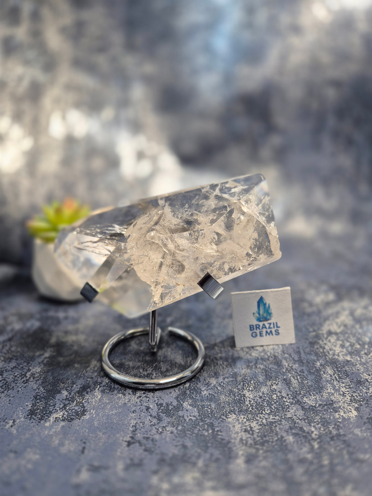 Freeform Lemurian Quartz on stand