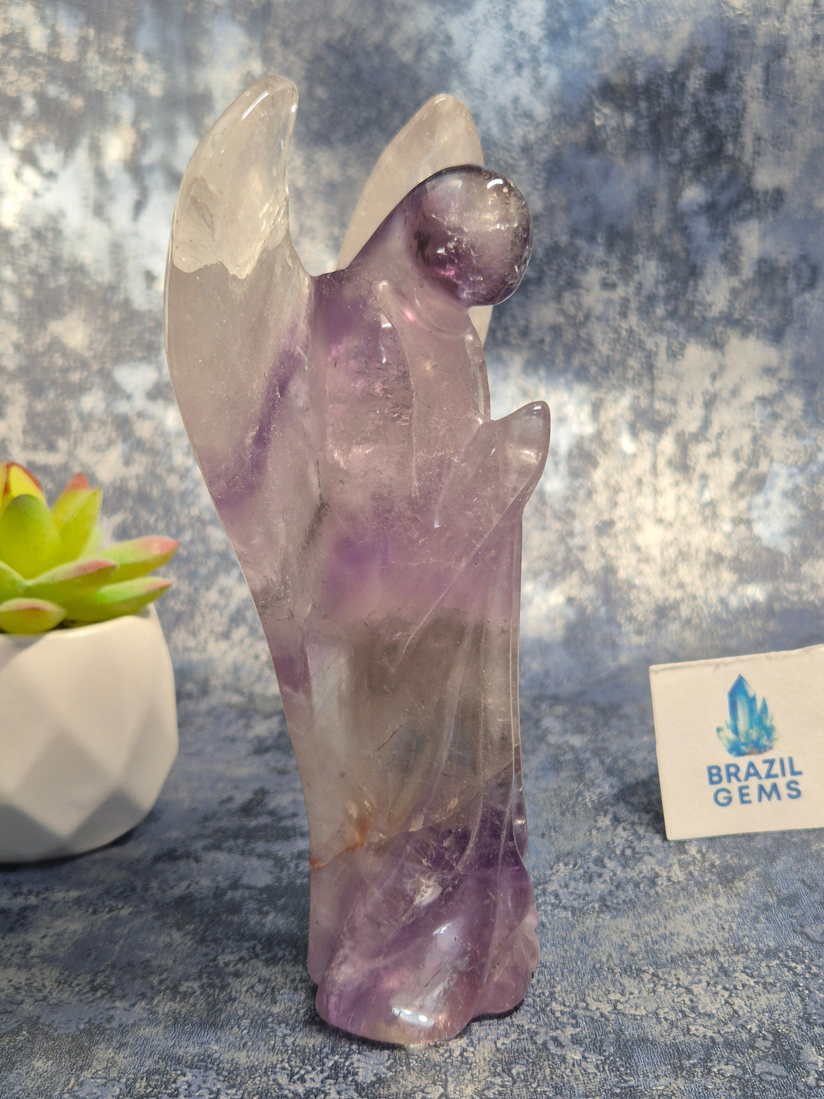 Angel Phantom Amethyst Pitico crystal natural gift Brazil Christening Baptism