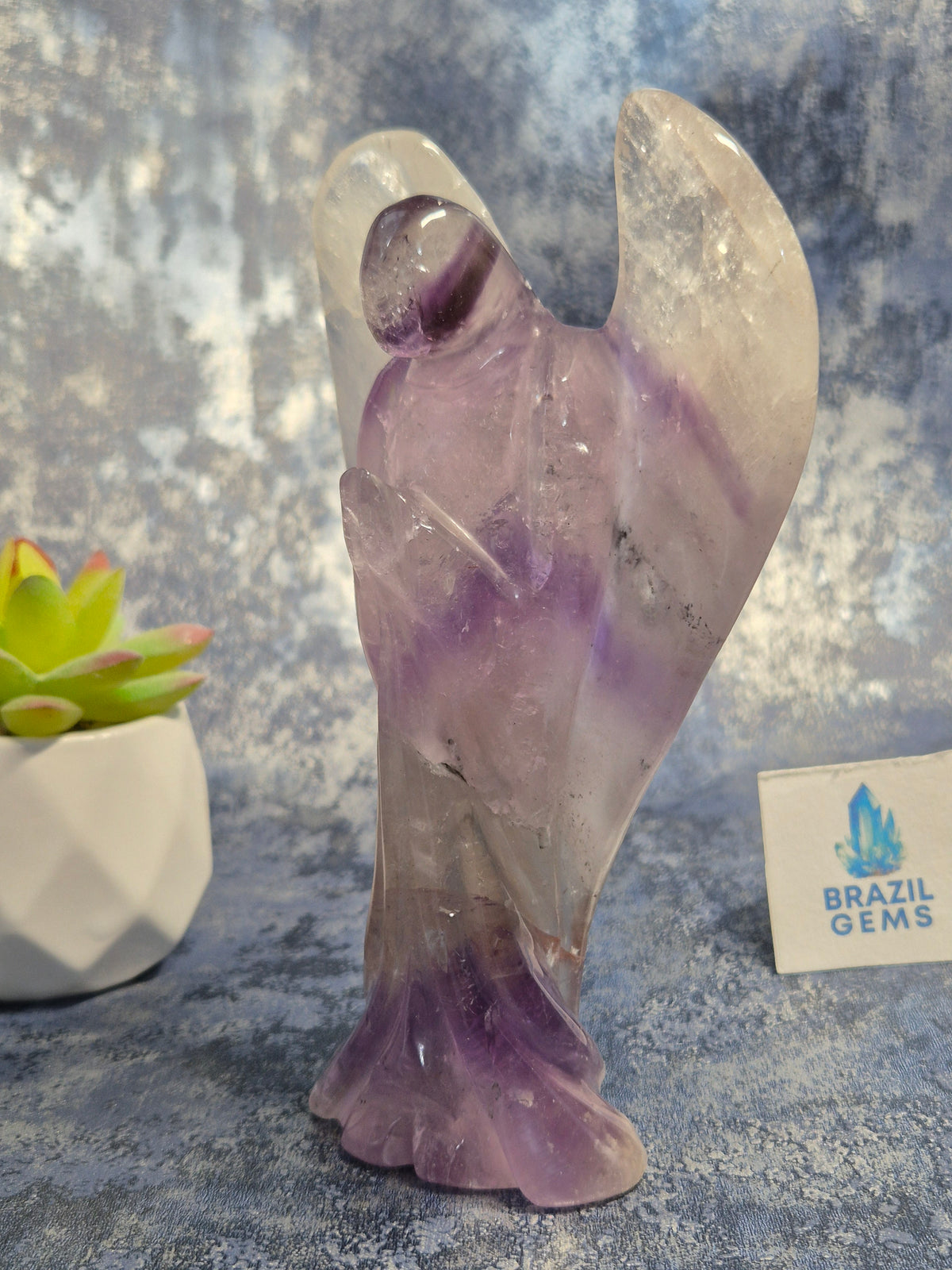 Angel Phantom Amethyst Pitico crystal natural gift Brazil Christening Baptism