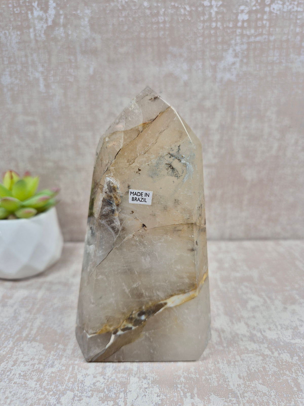 Blue Tara with Mosaic Calcite Point
