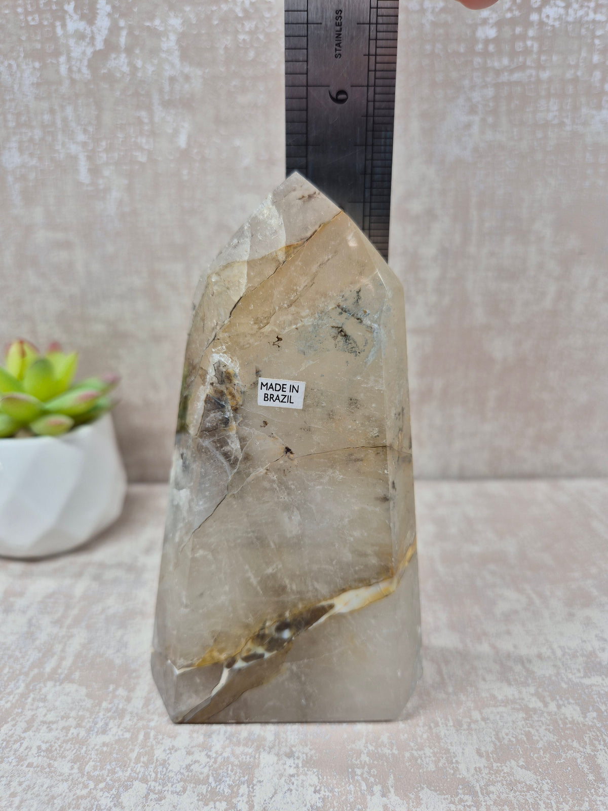 Blue Tara with Mosaic Calcite Point