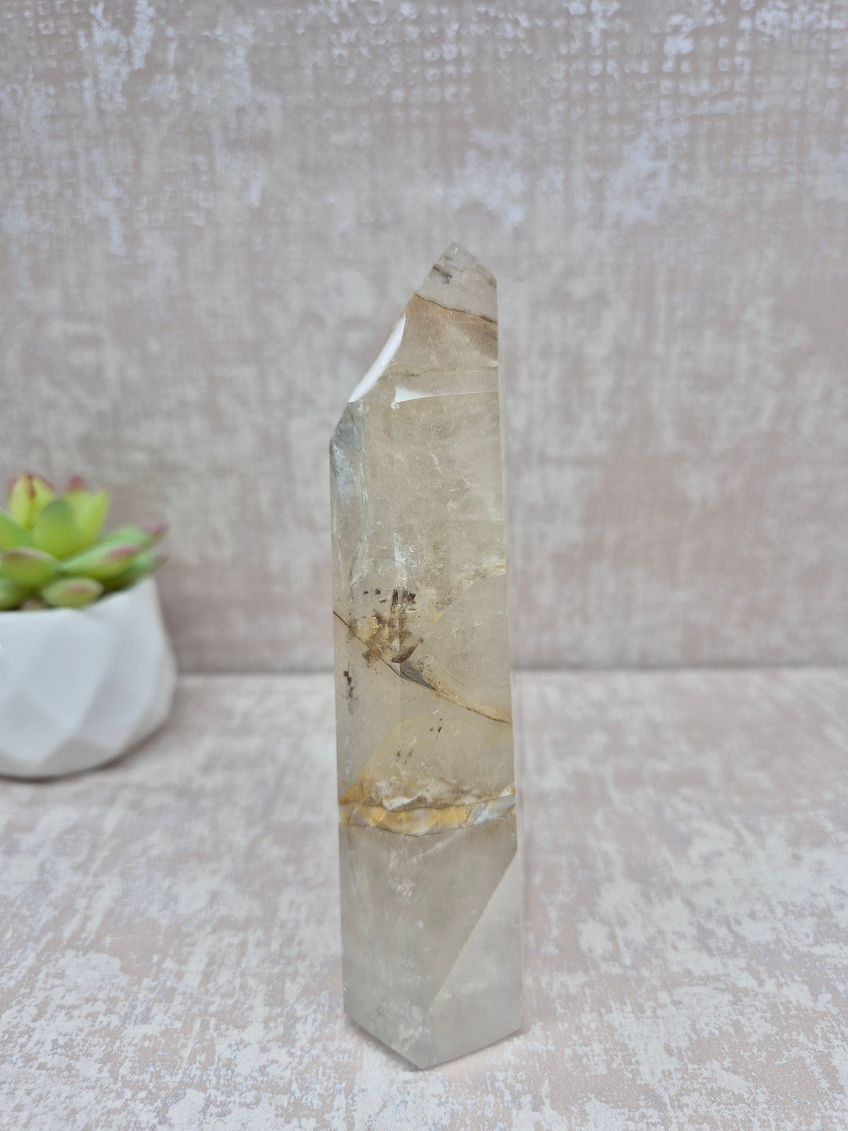 Blue Tara with Mosaic Calcite Point