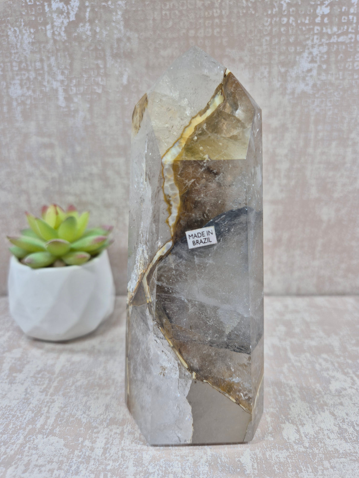 Blue Tara with Mosaic Calcite Point