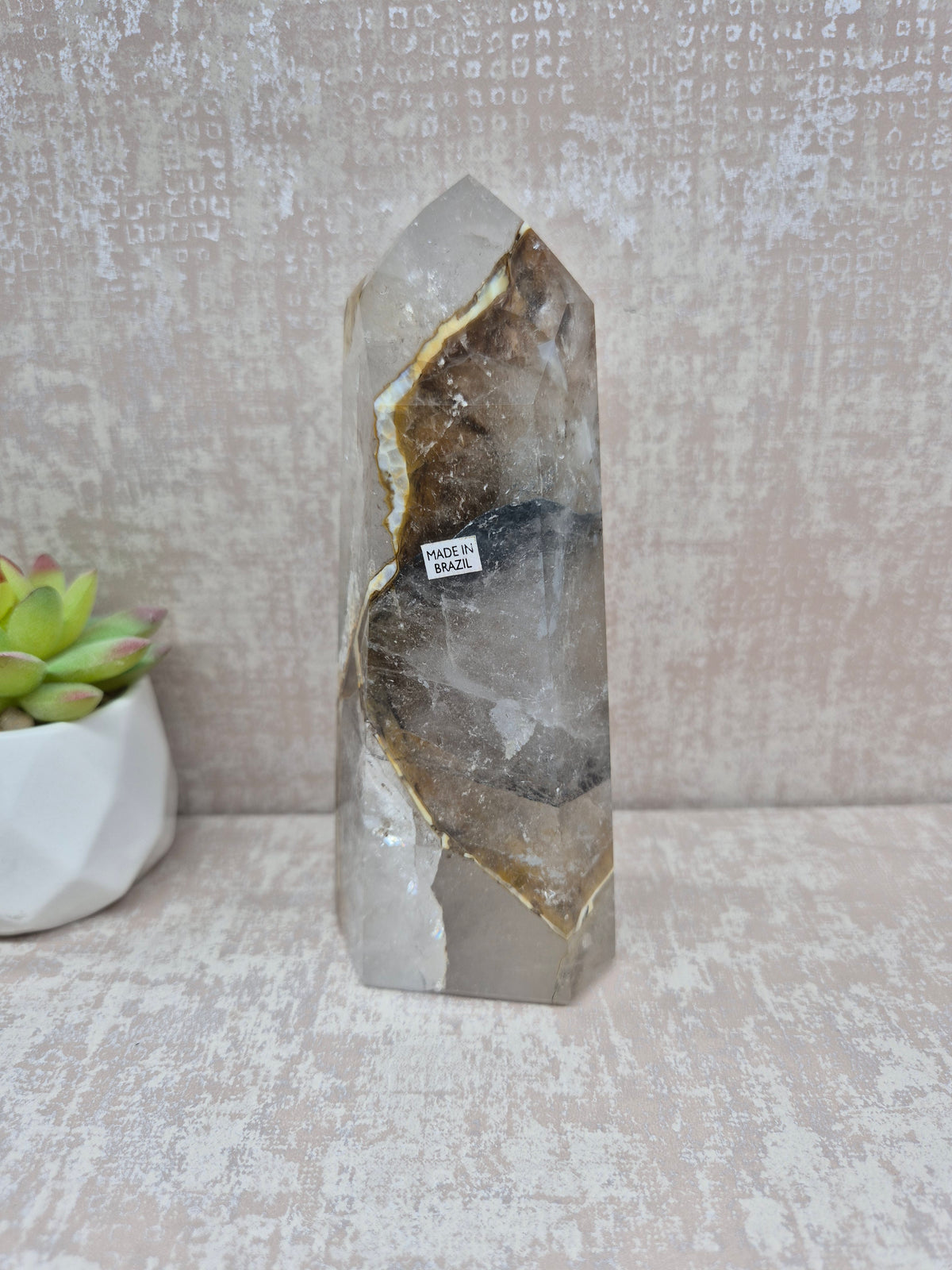 Blue Tara with Mosaic Calcite Point