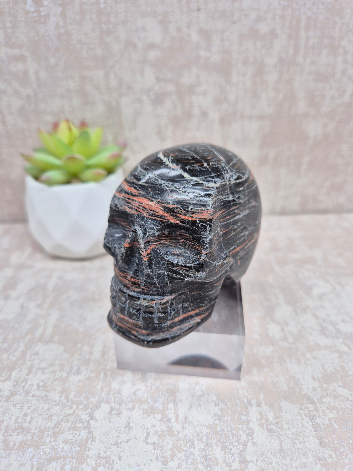 Black Tourmaline with Oxidation Skull