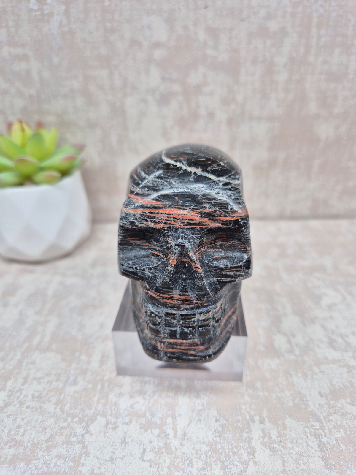 Black Tourmaline with Oxidation Skull