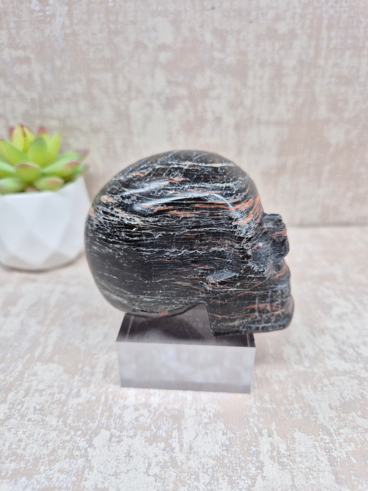 Black Tourmaline with Oxidation Skull