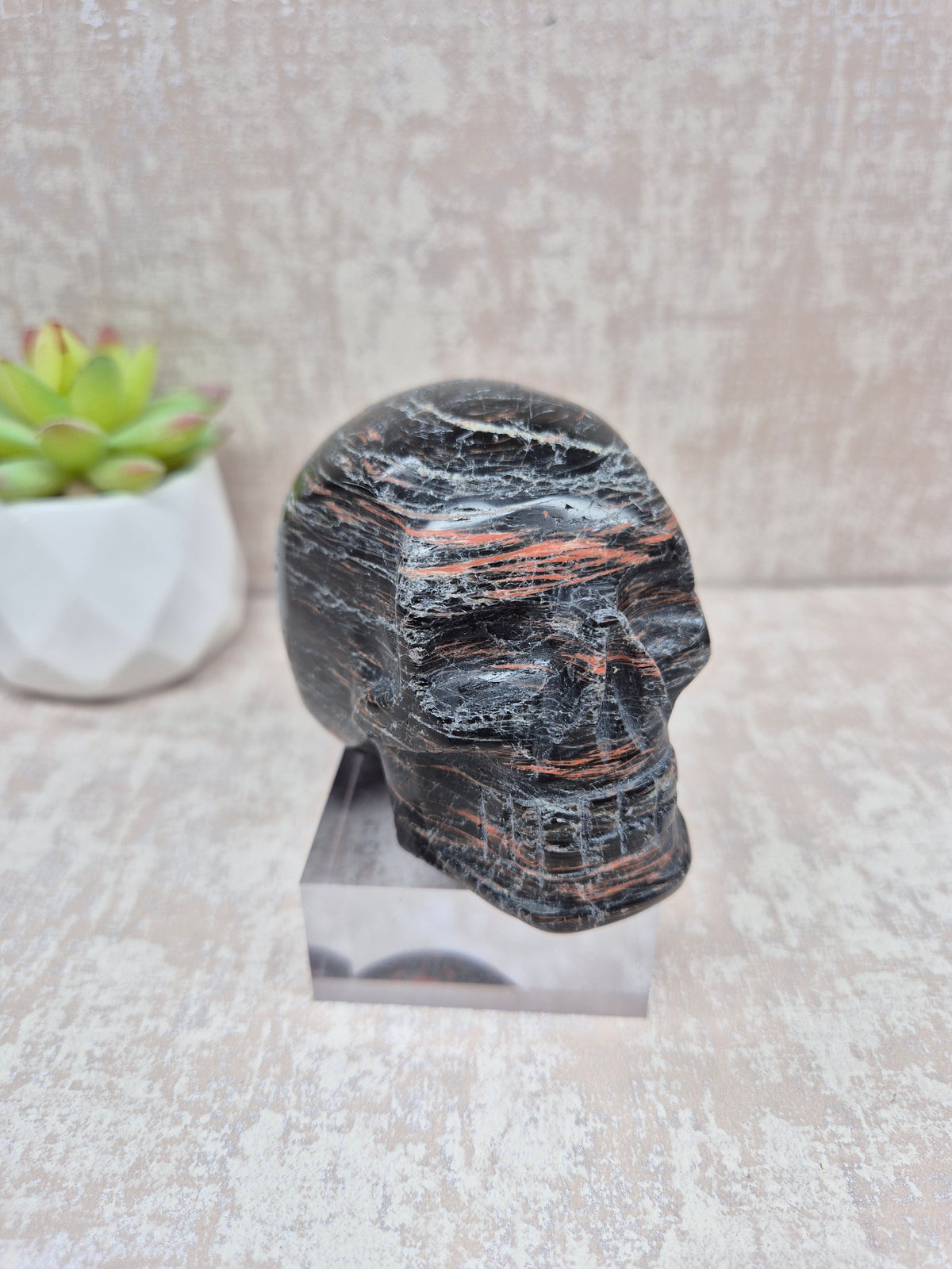 Black Tourmaline with Oxidation Skull