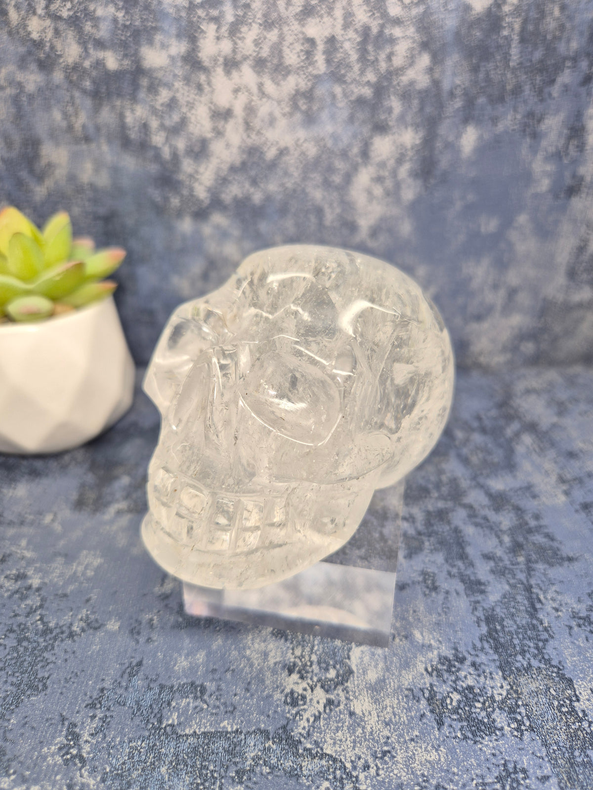 Lemurian Quartz Skull with Rainbow