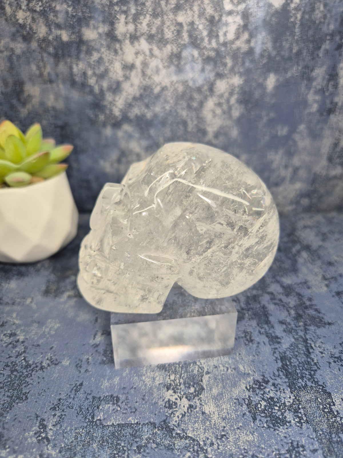 Lemurian Quartz Skull with Rainbow