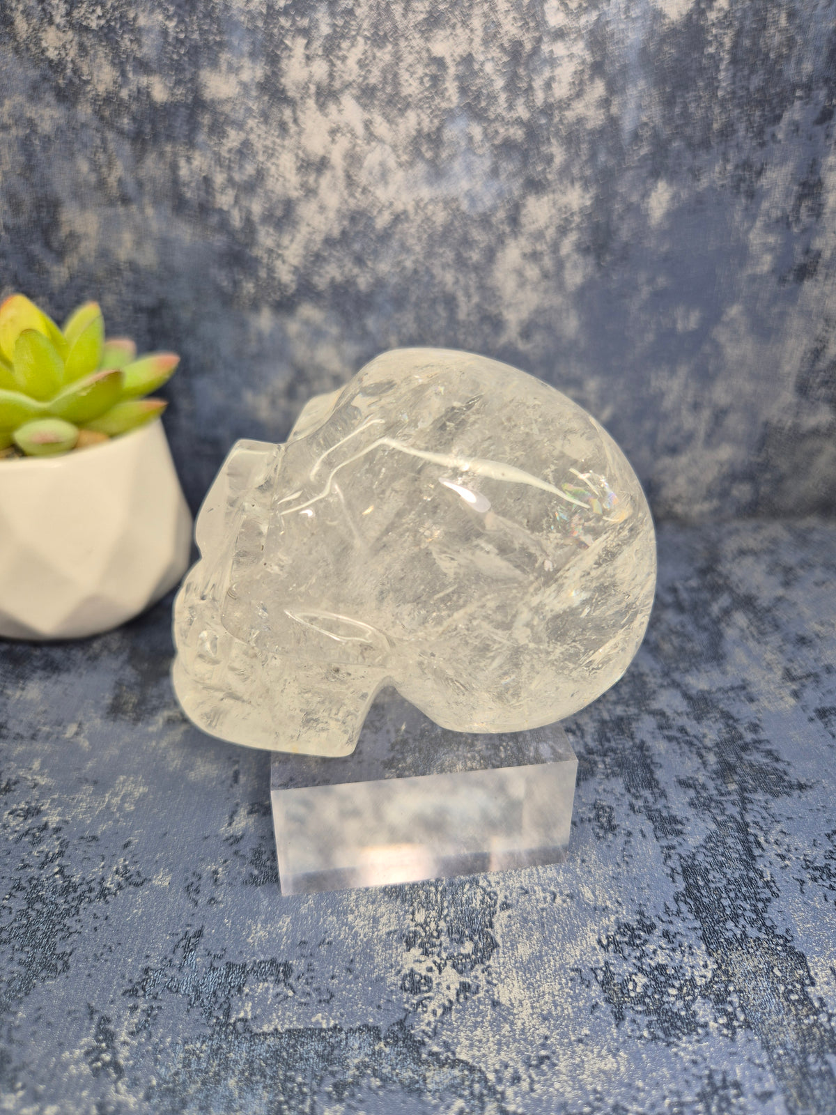 Lemurian Quartz Skull with Rainbow